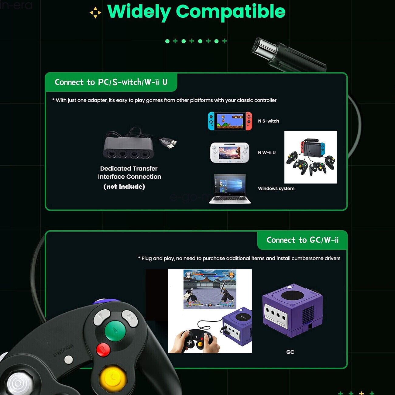 2PCS Wired Controller Gamecube NGC Compatible with Nintendo Gamecube Console