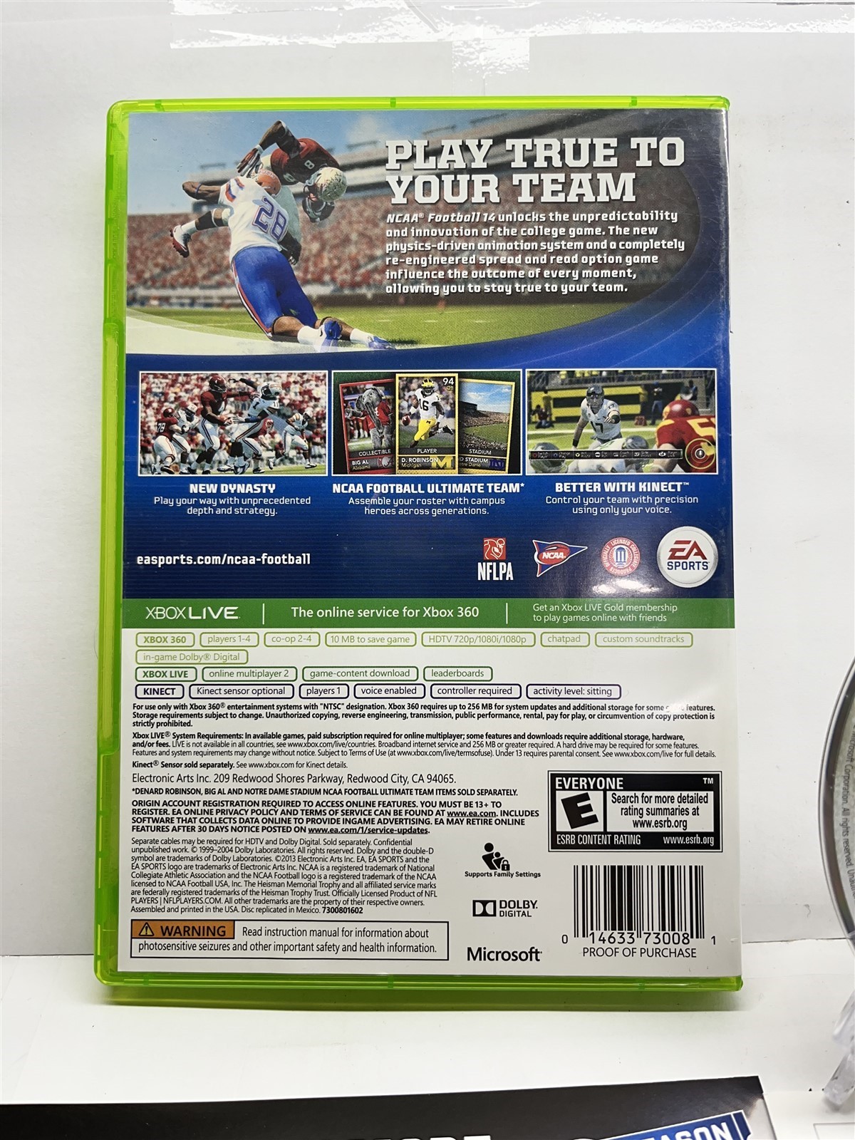 NCAA Football 14 (Xbox 360) Complete – Clean & Tested Working – Free Ship