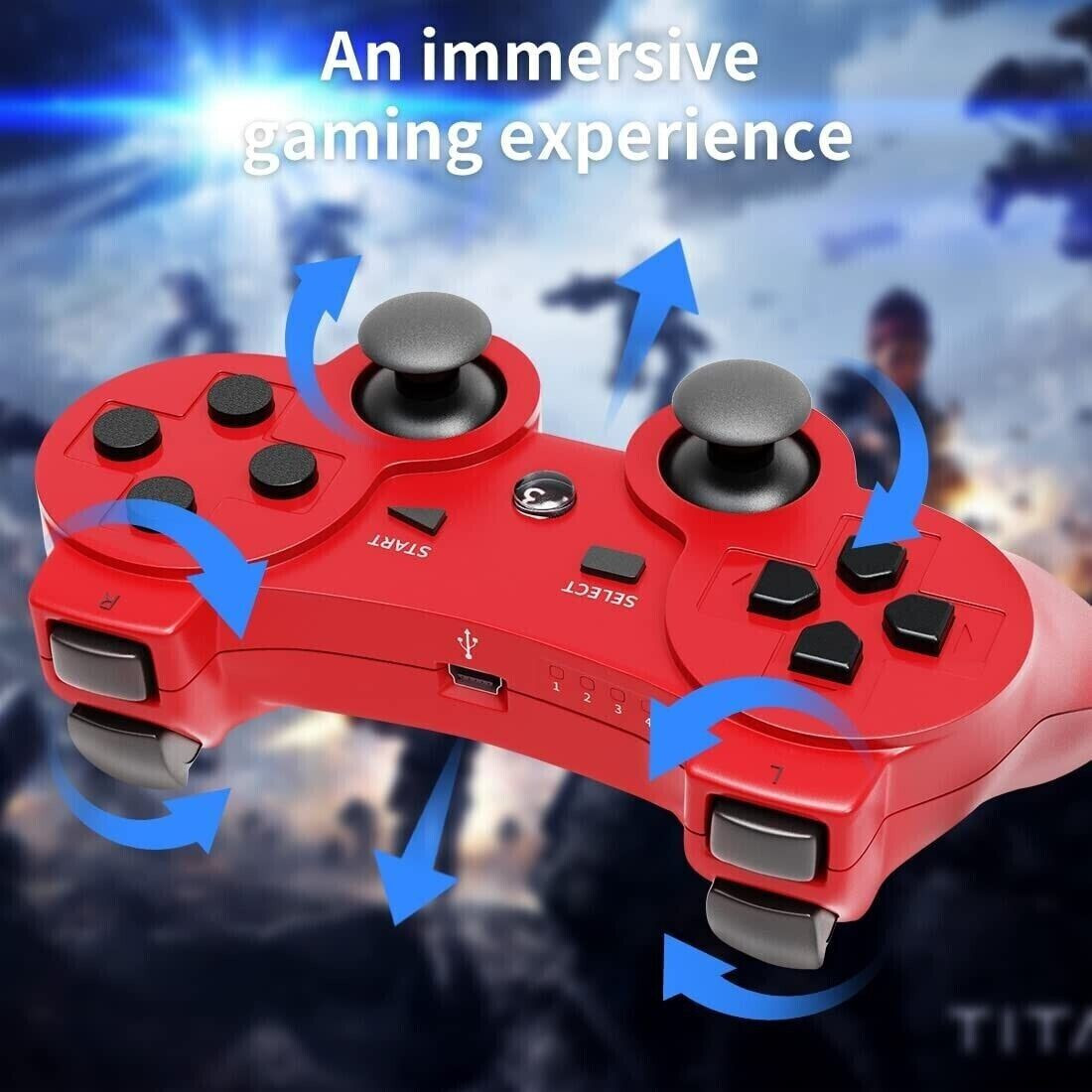 2x Wireless Bluetooth Video Game Controller Pad For PS3 Playstation 3,Black