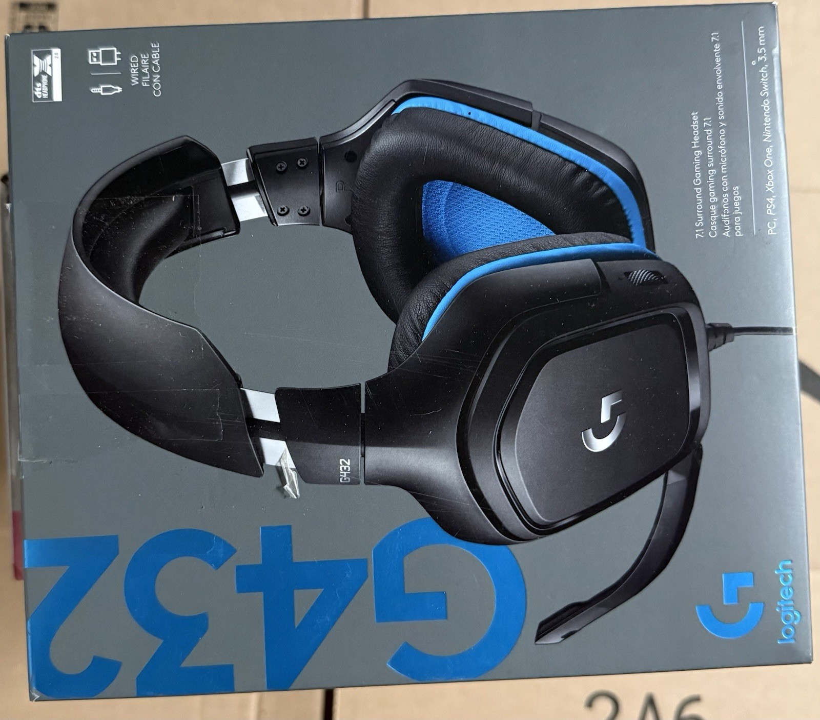 Logitech G432 Wired Gaming Headset 7.1 Surround Sound Black Blue 3.5mm USB