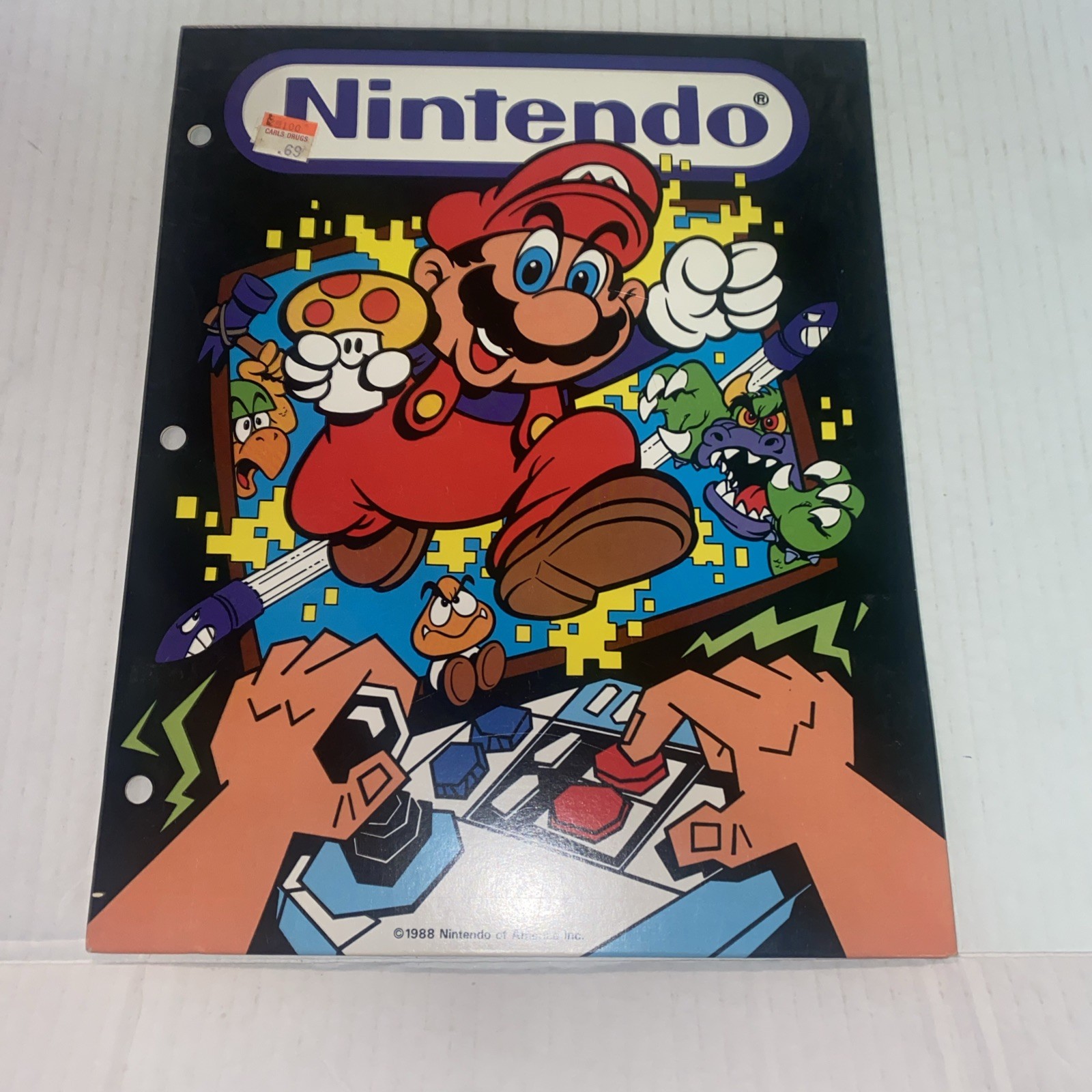 Vintage Nintendo Power 3 Hole School Pocket Folder Super Mario 1988 New