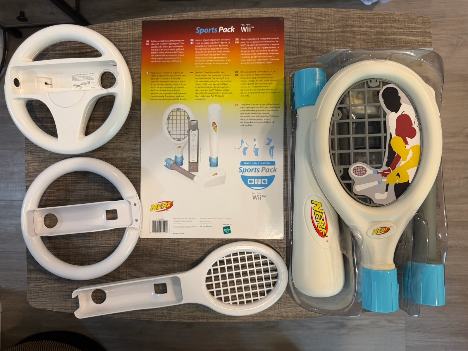 Nintendo Wii Console Bundle – Wii Play, 3 Remotes, 2 Nunchuks, Nerf Sports Pack