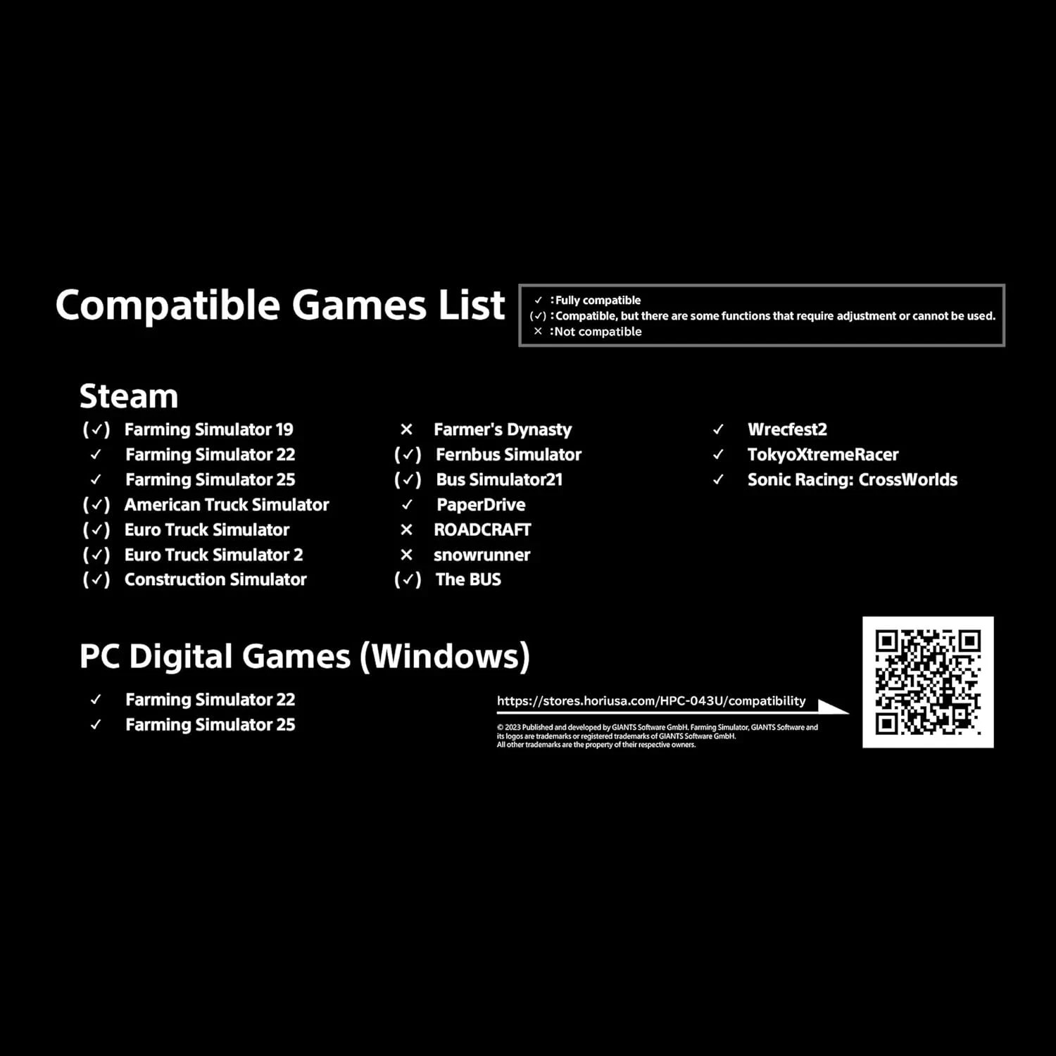 💥BRAND NEW💥HORI HPC-043U FARMING SIMULATOR VEHICLE CONTROL SYSTEM WIN 10/11