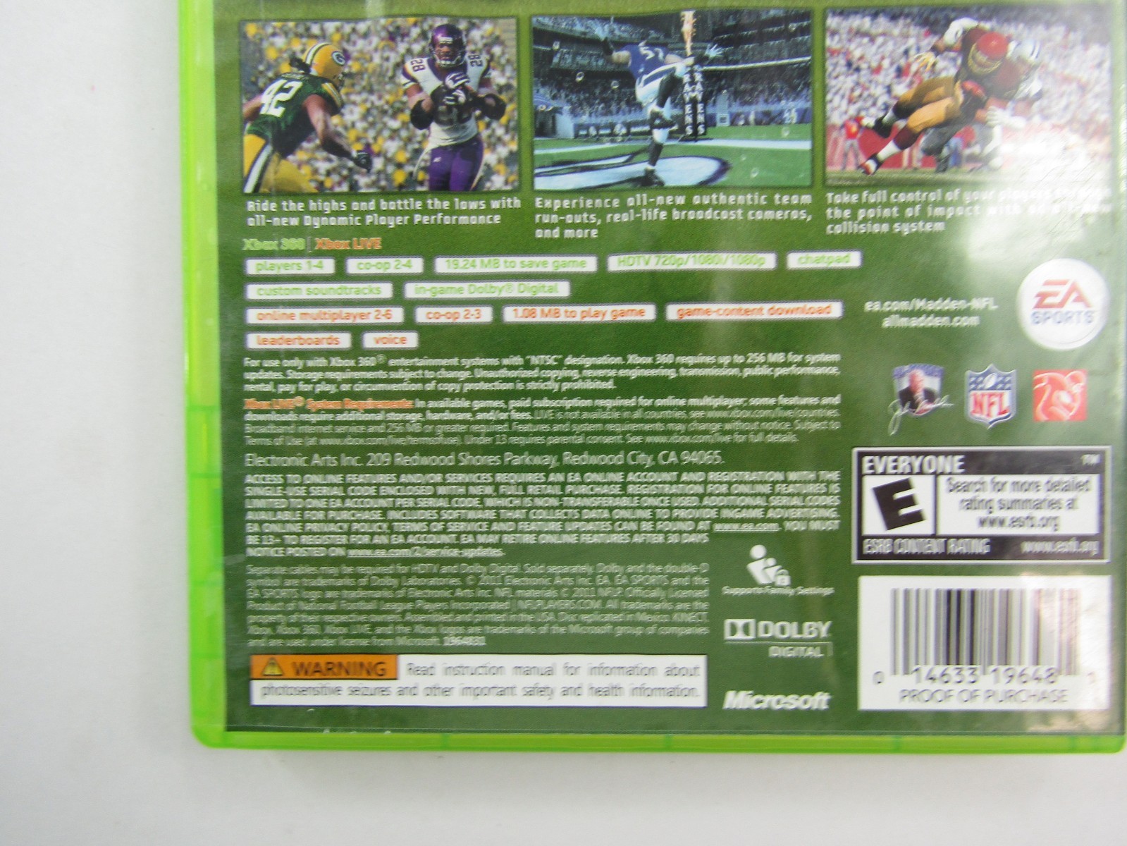 Madden 12 XBOX 360 Video Game EA Sports NFL Disc & Case