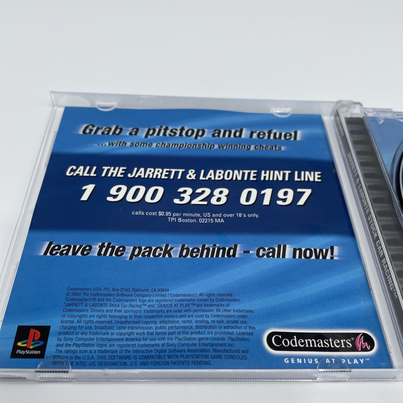 Jarrett & Labonte Stock Car Racing PS1 PlayStation 1 Complete CIB + Reg Card