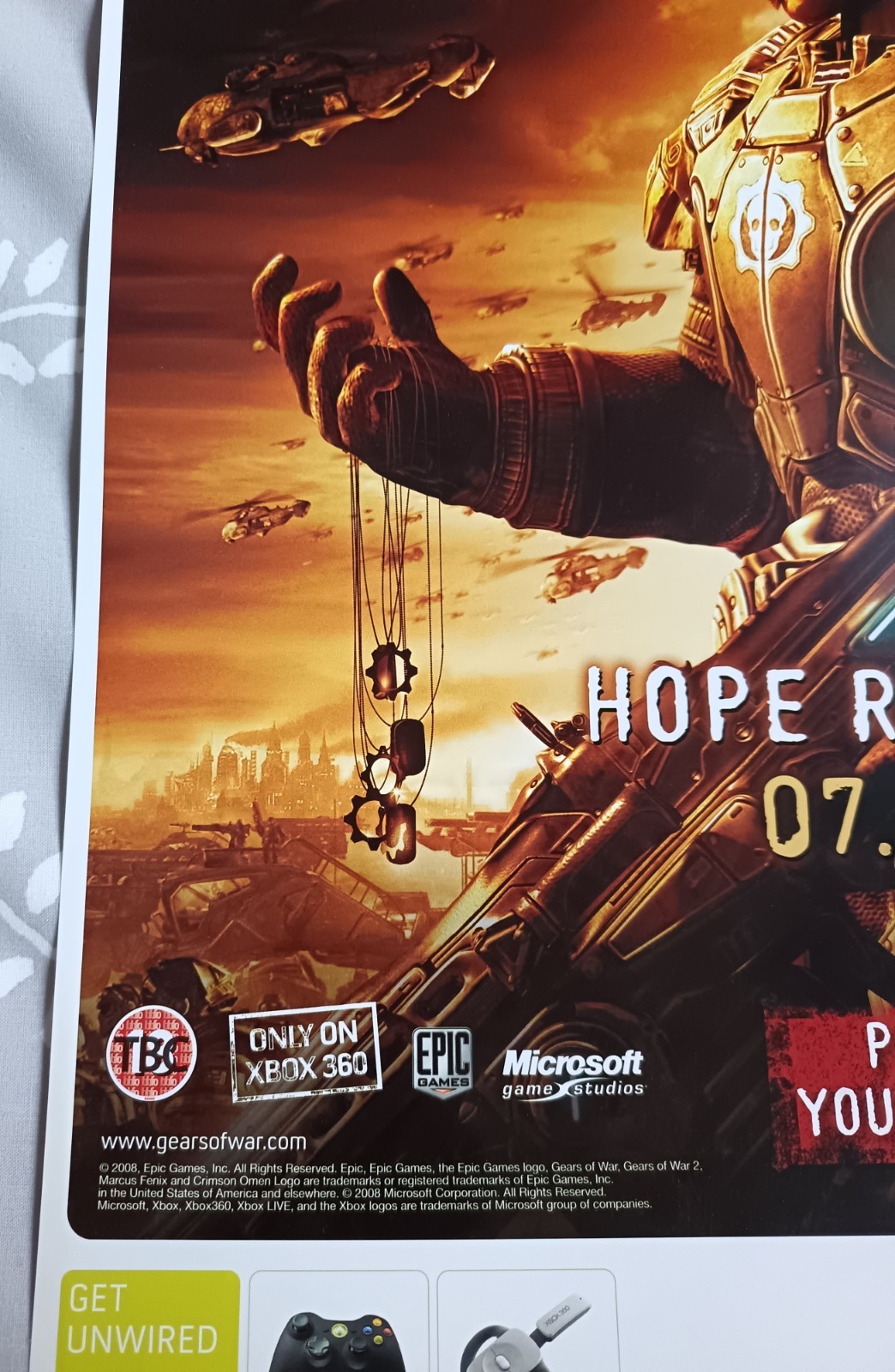 Gears of War 2 Marcus Fenix (Vintage, 2008) XBox 360 Game Poster (RARE)