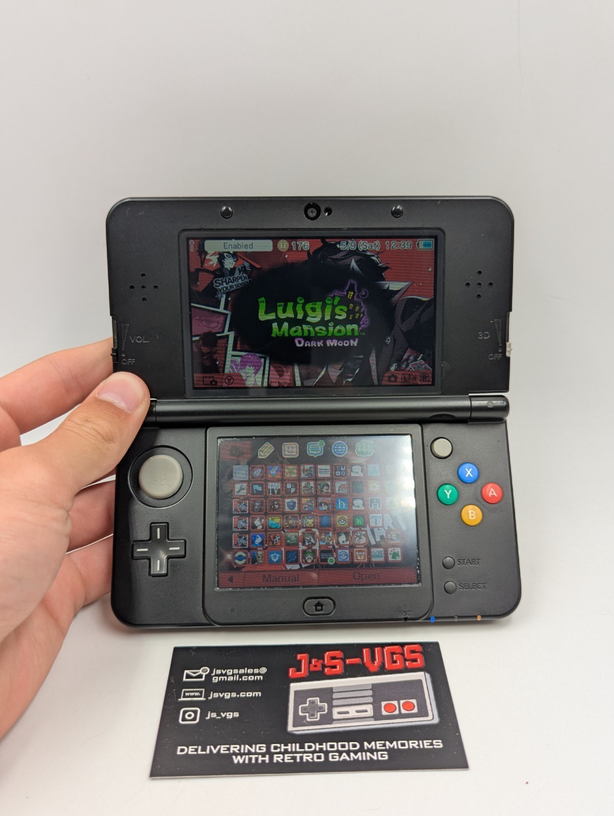 Ninto New 3DS Black Mario Edition Console Charger Tested Working