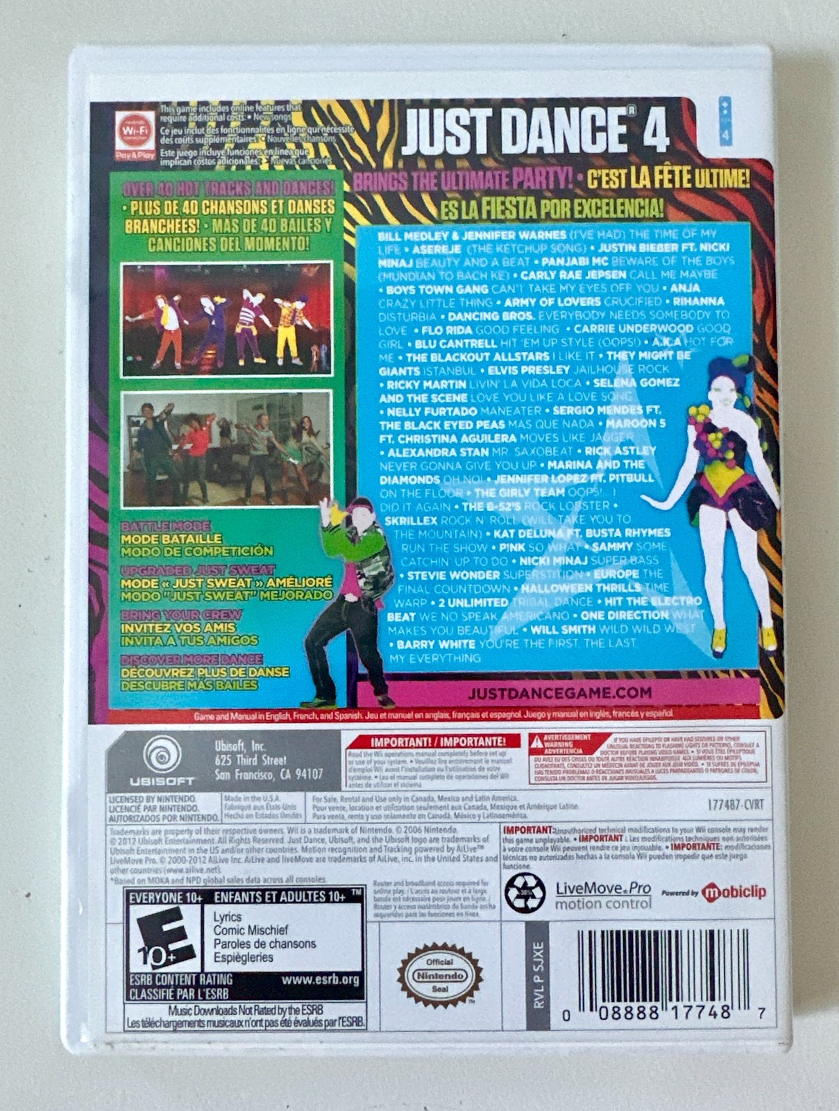Just Dance 4 Nintendo Wii Complete CIB Tested Working w/Manual Ubisoft EXCELLENT