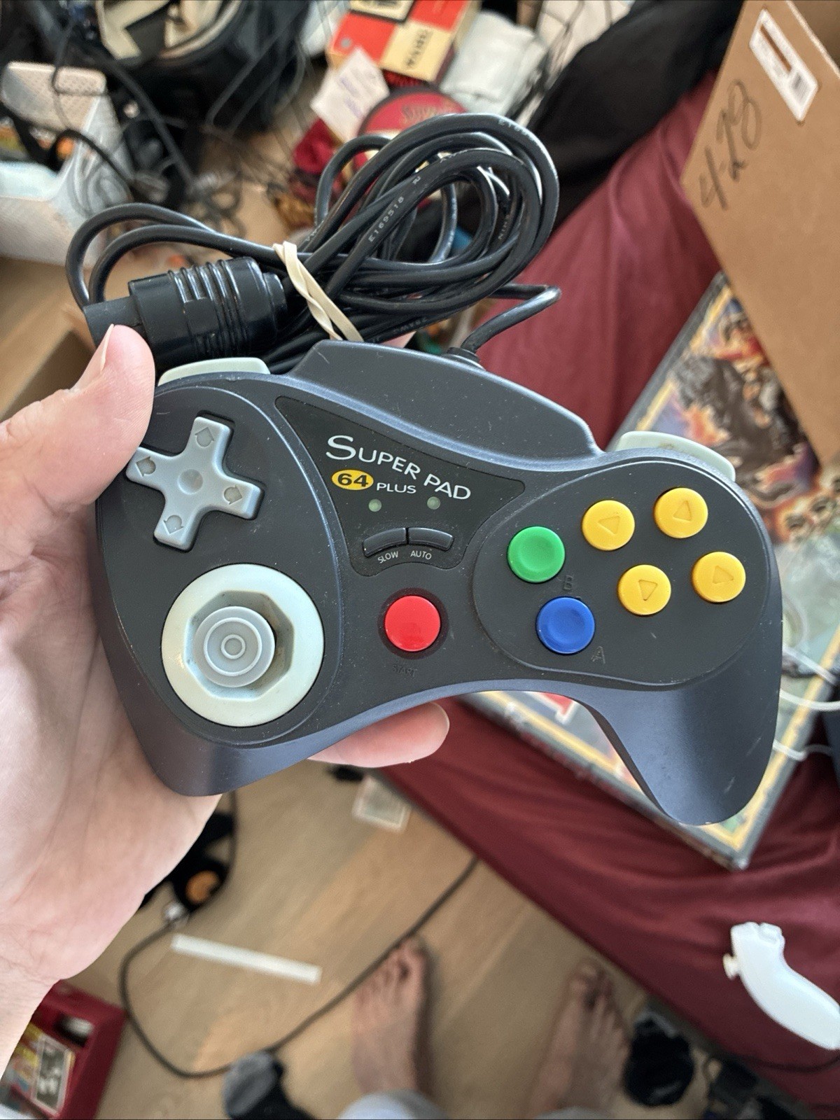 Performance Super Pad 64 Plus Wired Turbo Controller Black for Nintendo N64