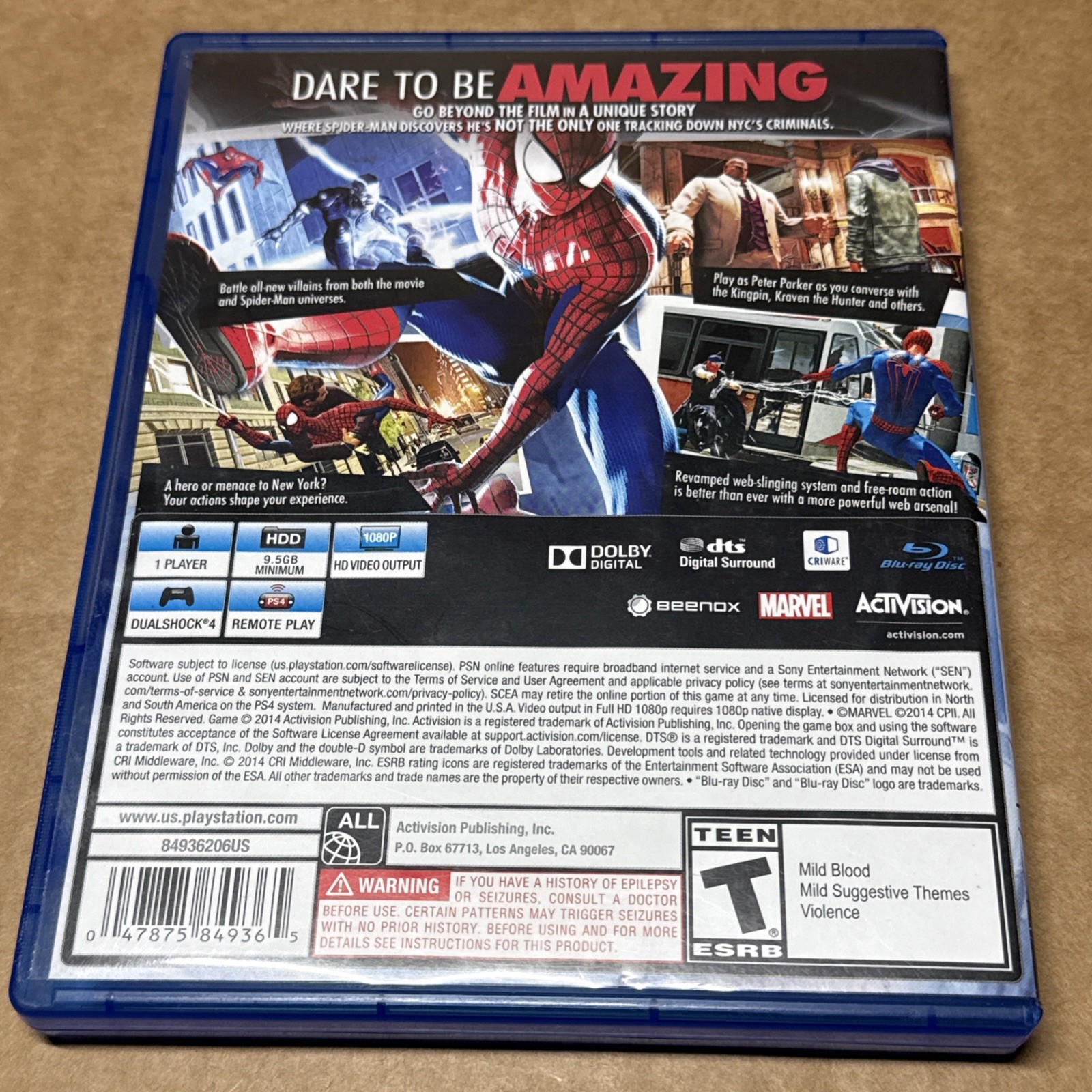 The Amazing Spider-Man 2 (Sony PlayStation 4, 2014) – Clean Disc – Tested Works