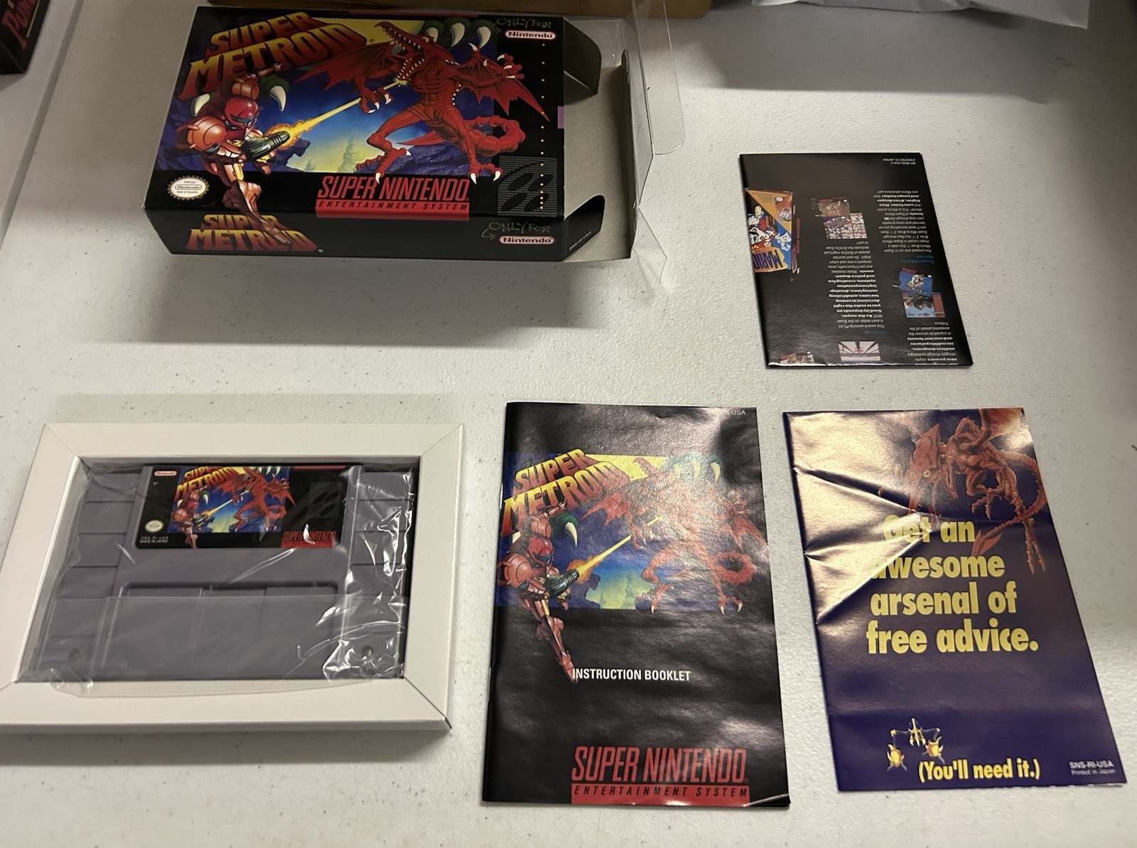 CLEAN Super Metroid SNES NINTENDO Complete In Box Authentic CIB W/Protector