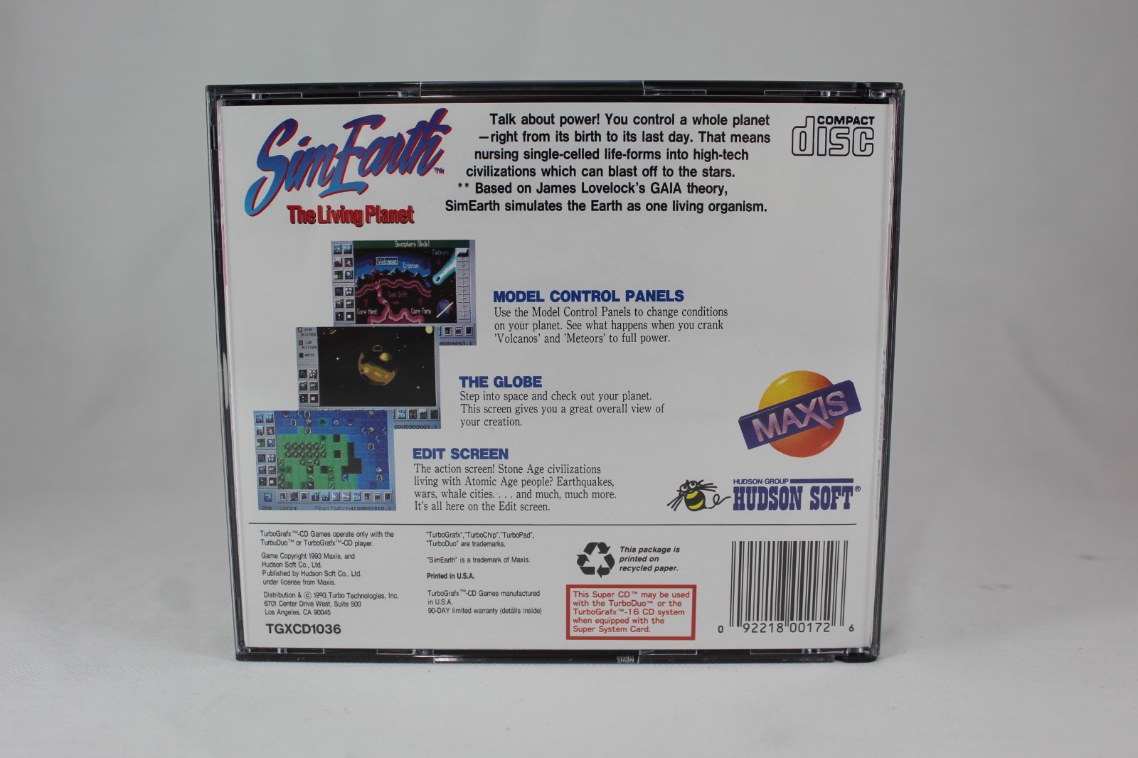 1993 SimEarth: The Living Planet (TurboGrafx CD TurboDuo) Complete Authentic