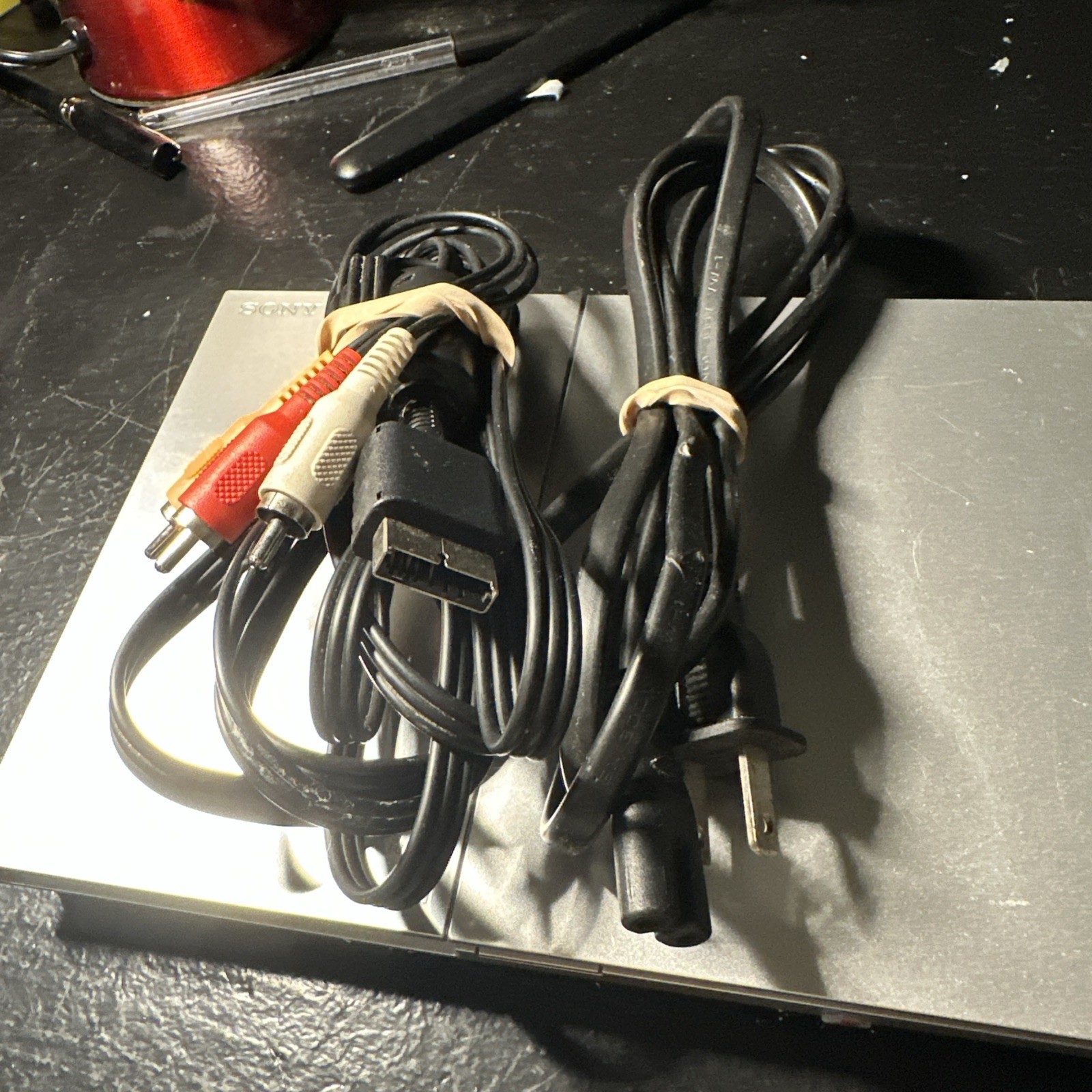 Silver PS2 Slim SCHP-90001 With Silver Controller And Cords Tested