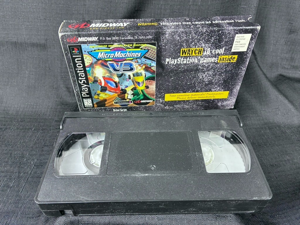 Midway PlayStation Micro Machines V3 VHS Tape 10 PS Games 1997 NBA Fastbreak