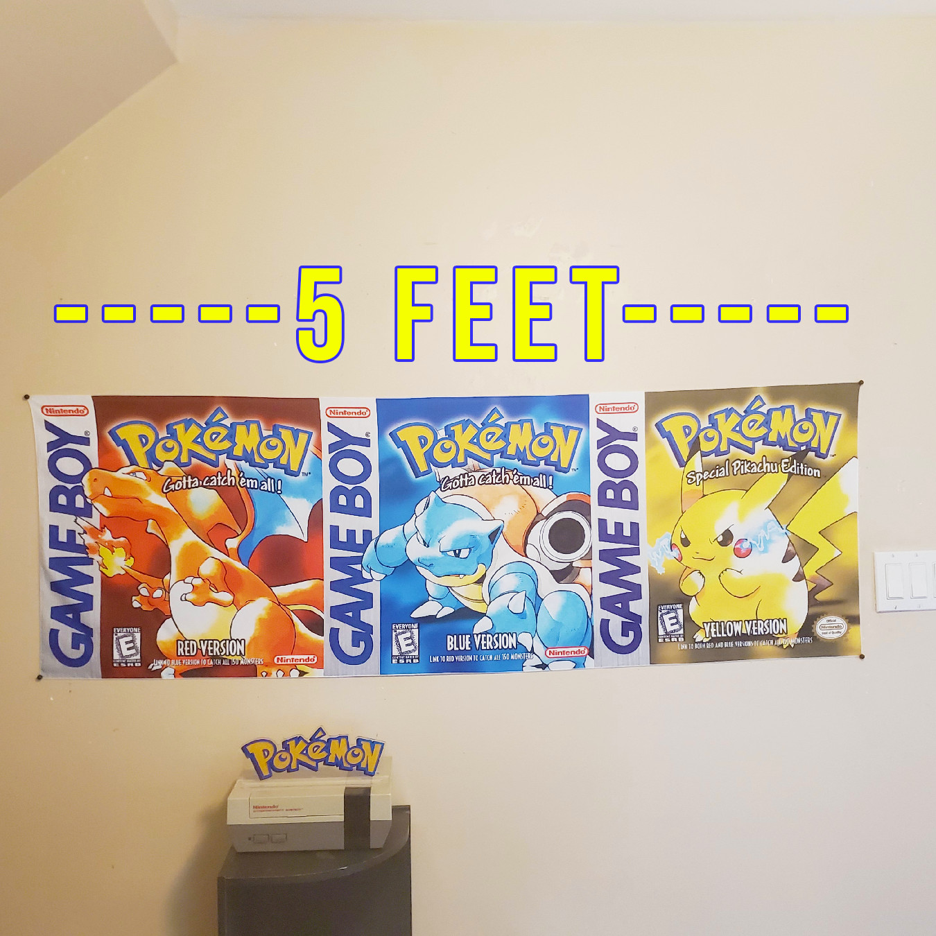 Pokémon Red Blue Yellow tapestry flag Gameboy box art covers Pikachu banner