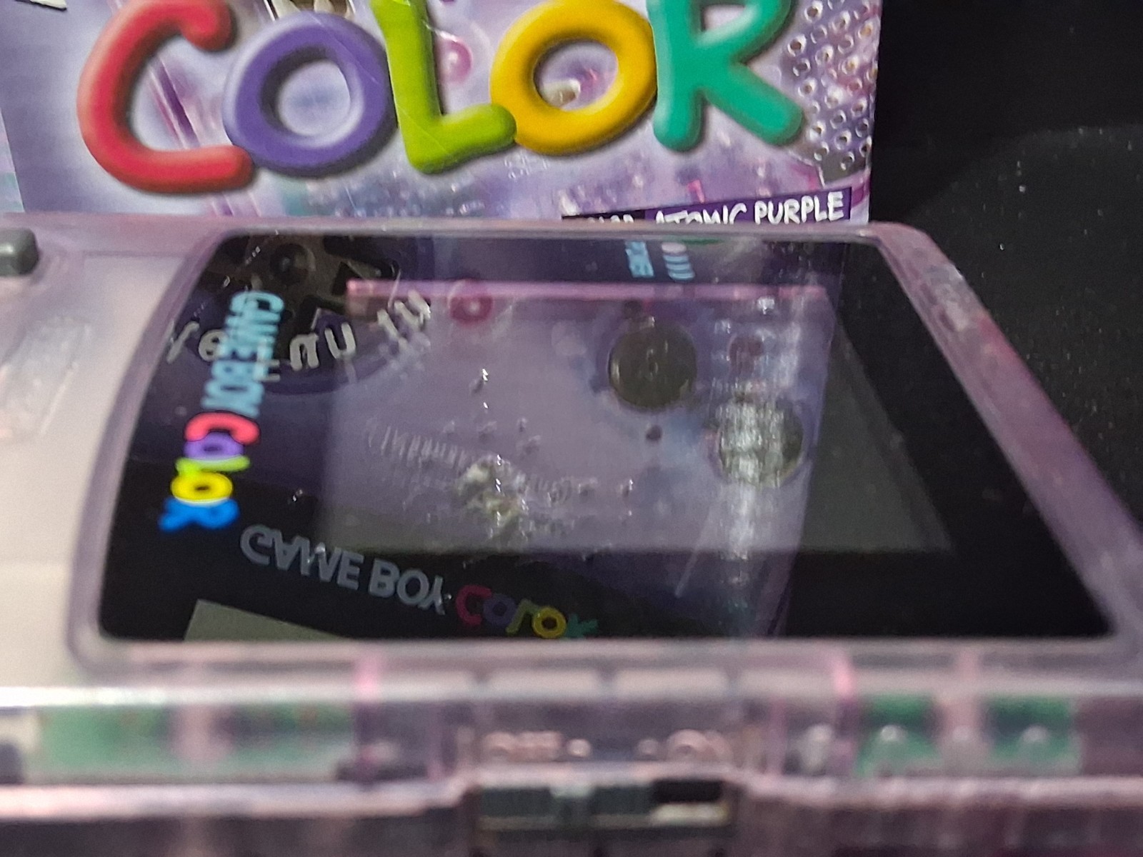 GameBoy Color Atomic Purple Complete In Box Manual CIB W/ GB Golf Cartridge GBC