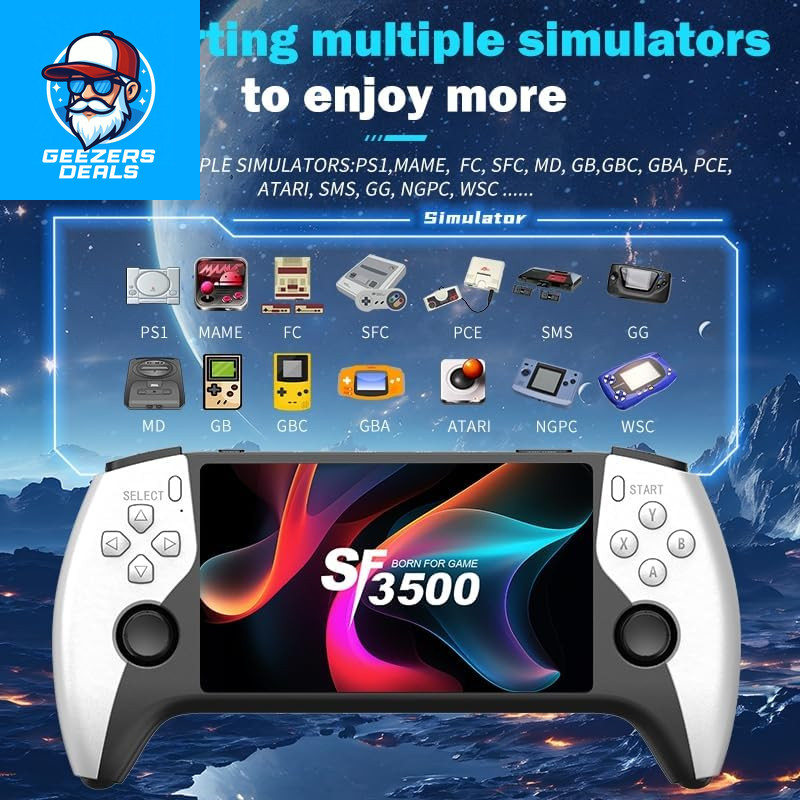SF3500 Retro Handheld Game Console-Handheld Game Console with HD 5.5-Inch IPS Sc