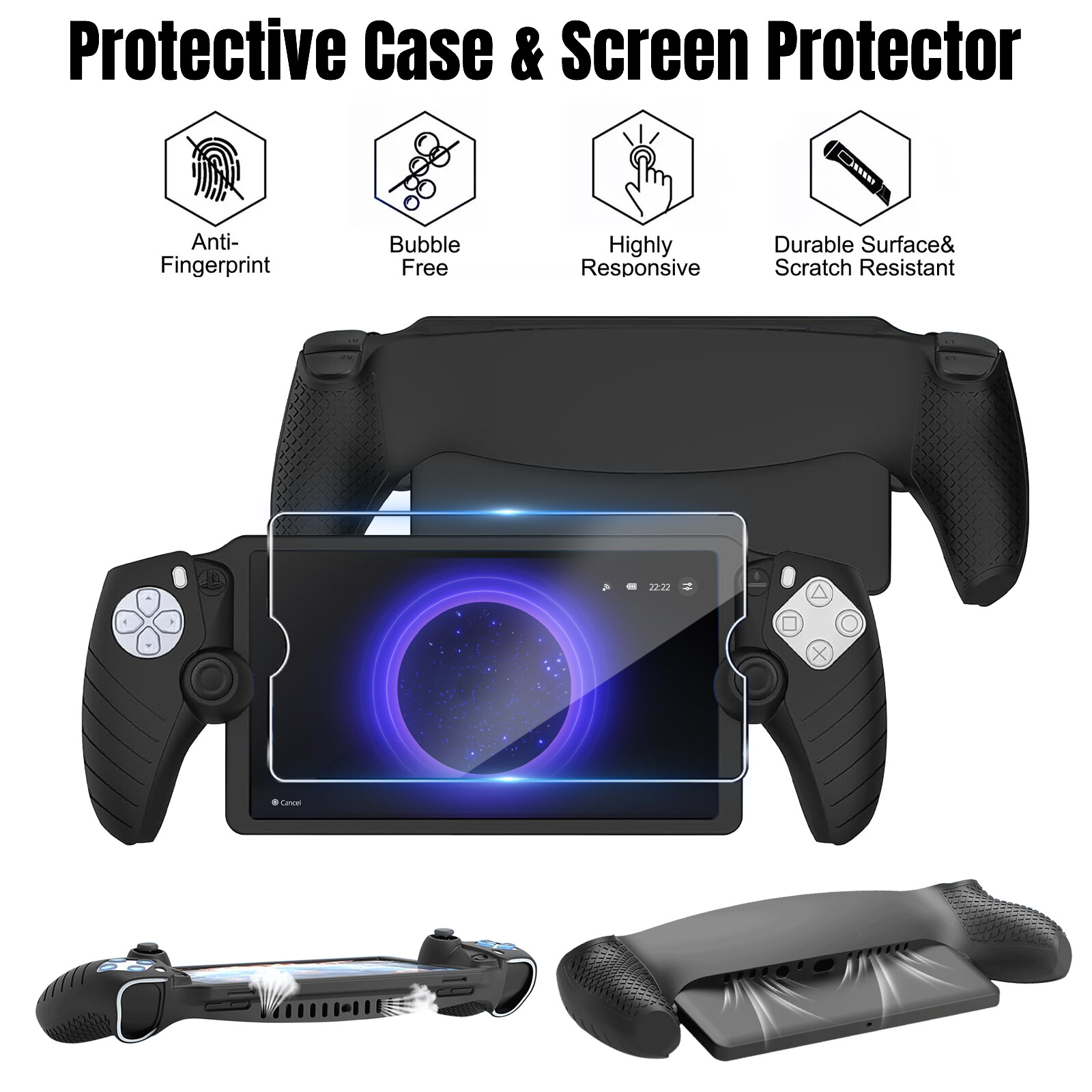 4 in 1 Accessories Set for Playstation Portal Remote Player Carrying Case Shell