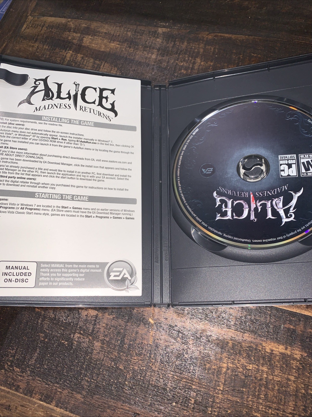 Alice Madness Returns PC Action Adventure Game + Manual Included
