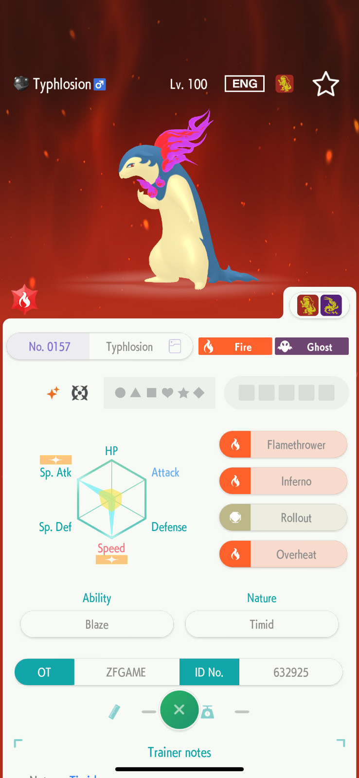 ✨6IV SHINY Hisuian Typhlosion + EVS🚀 POKEMON HOME✨Champions✨Online delivery⚡