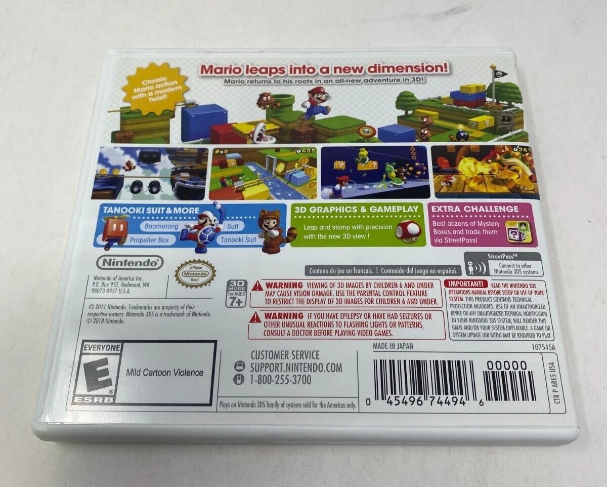 Case and Manual Only *NO GAME* Super Mario 3D Land Nintendo 3DS Authentic