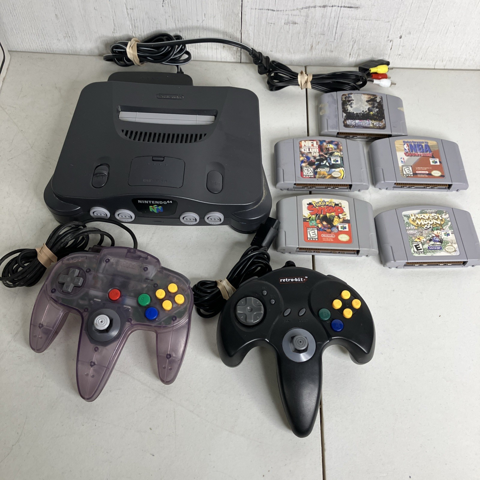 Nintendo 64 N64 Console Bundle 2 Controllers 5 Games Harvest Moon Pokemon Snap
