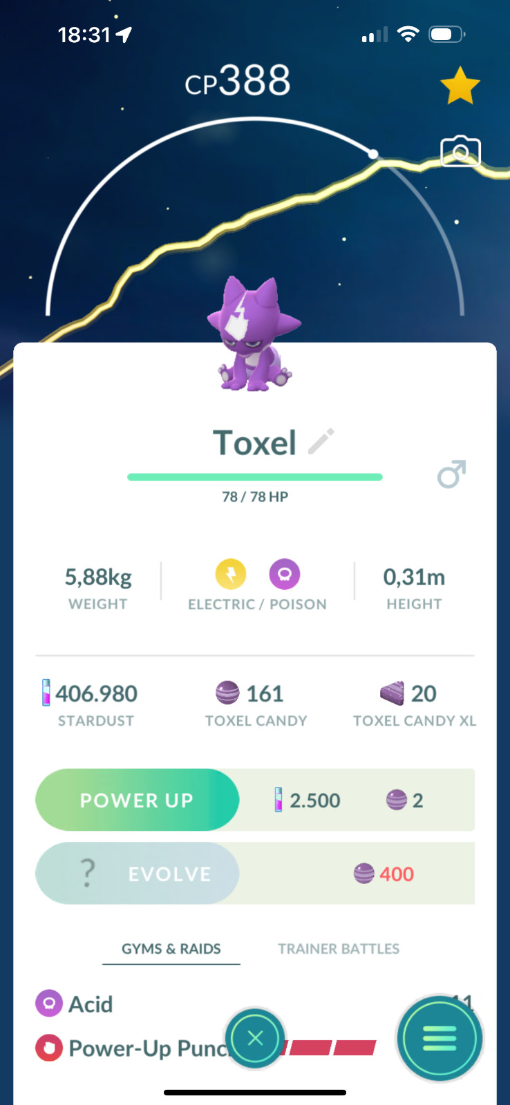 Pokémon Go | Toxel | Trade 20K Stardust
