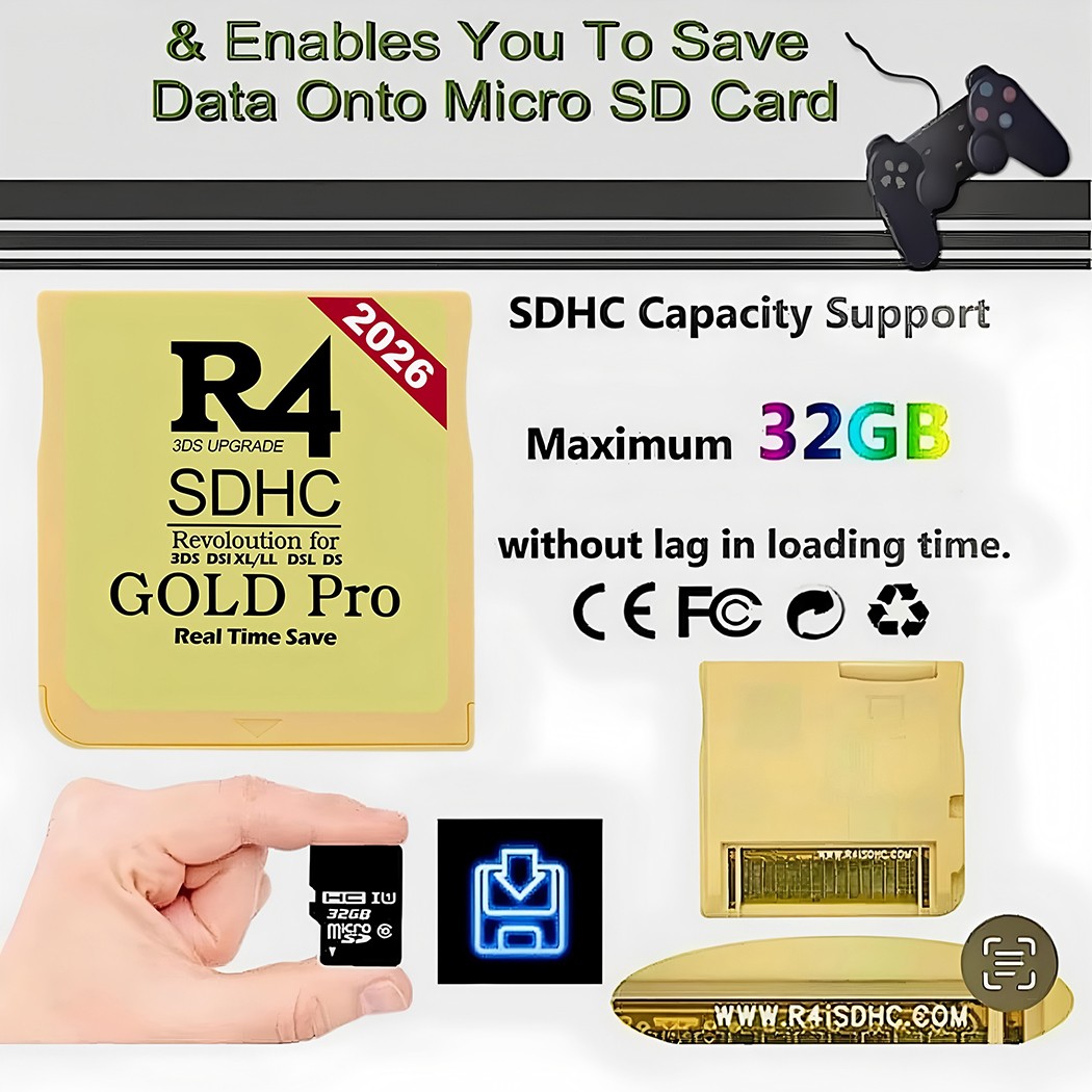 2026 Version R4 Gold Pro SDHC Cart For DS/NDS/3DS/2DS Game Revolution Cartridge