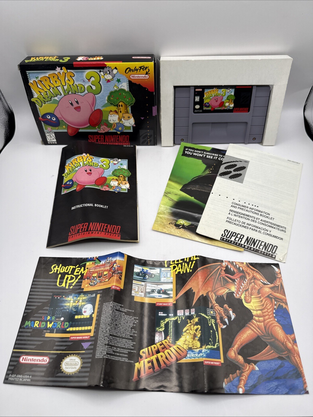 Kirby’s Dream Land 3 (Super Nintendo) Complete CIB – Excellent Condition – Rare