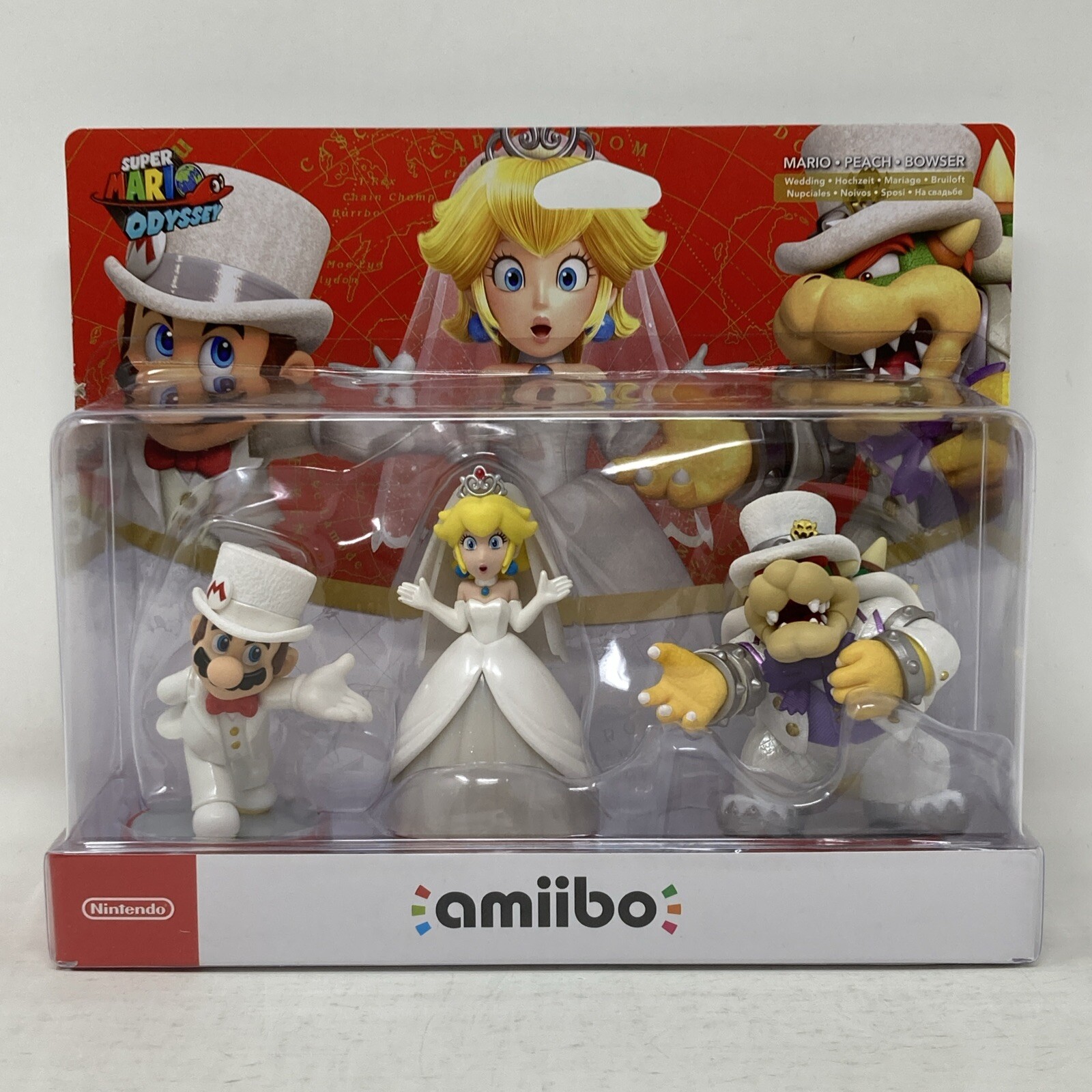 Mario + Peach + Bowser Wedding 3 Pack Super Mario Oddysey Amiibo Sealed