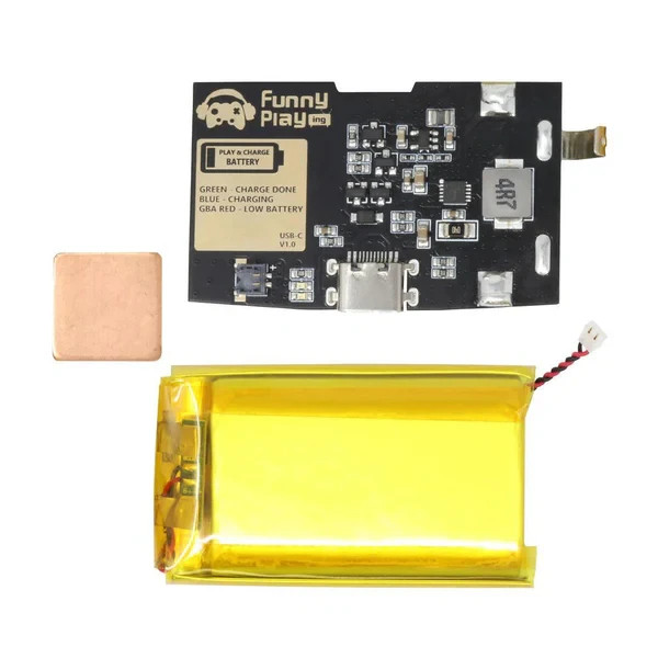 FunnyPlaying Gameboy Advance Rechargeable Battery Mod 1800mAh Li-ion USB-C GBA
