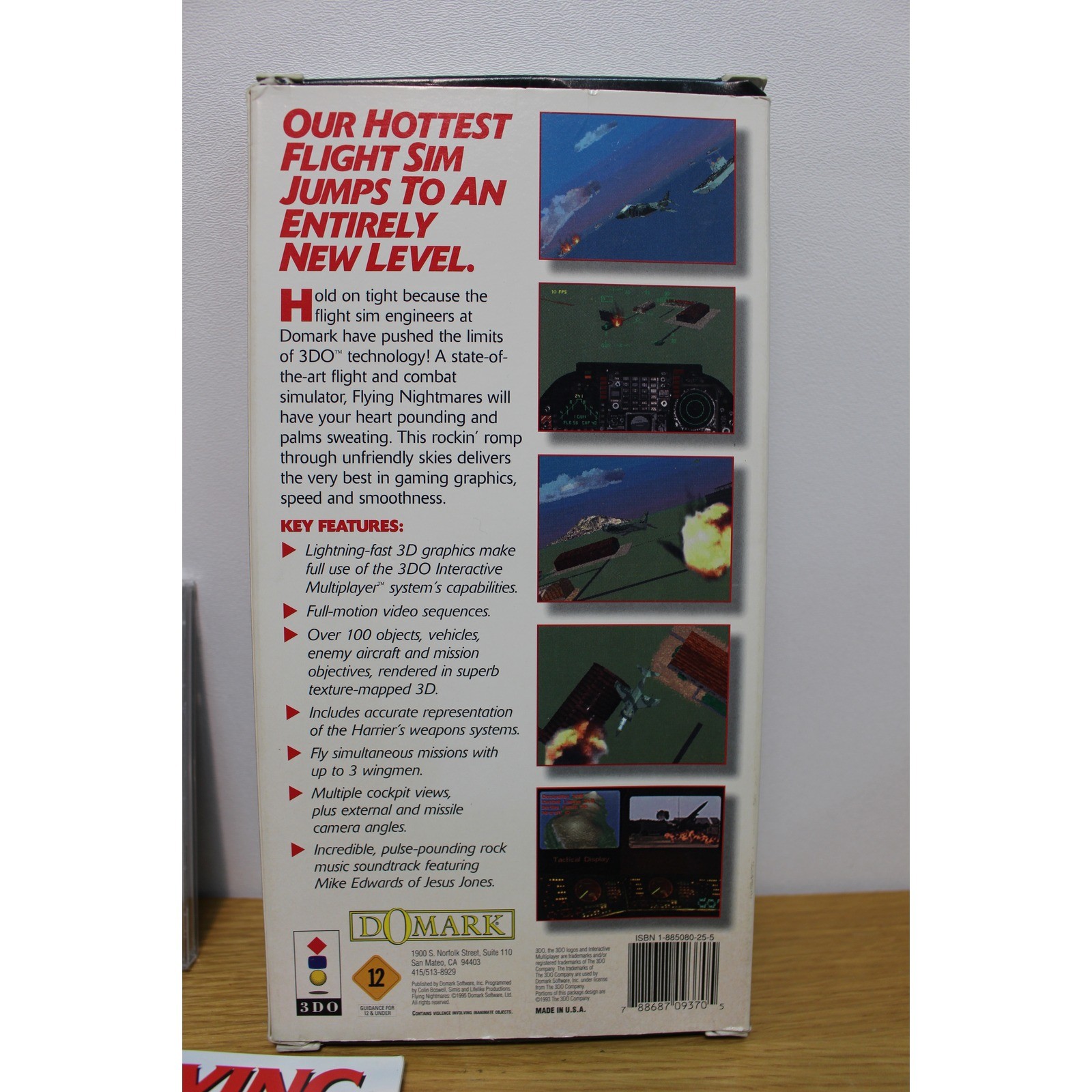 Flying Nightmares 3DO Long Box Complete w/ Manual Domark Flight Sim Tested
