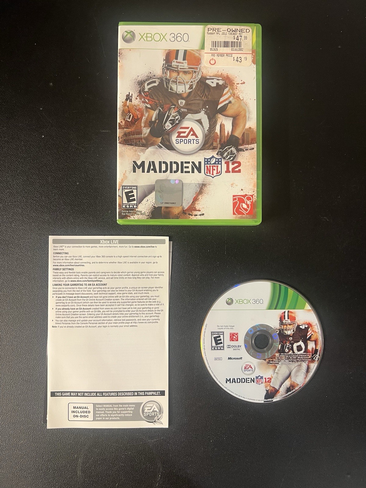 Madden NFL 12 (Microsoft Xbox 360, 2011) EA Sports Football Video Game NFL