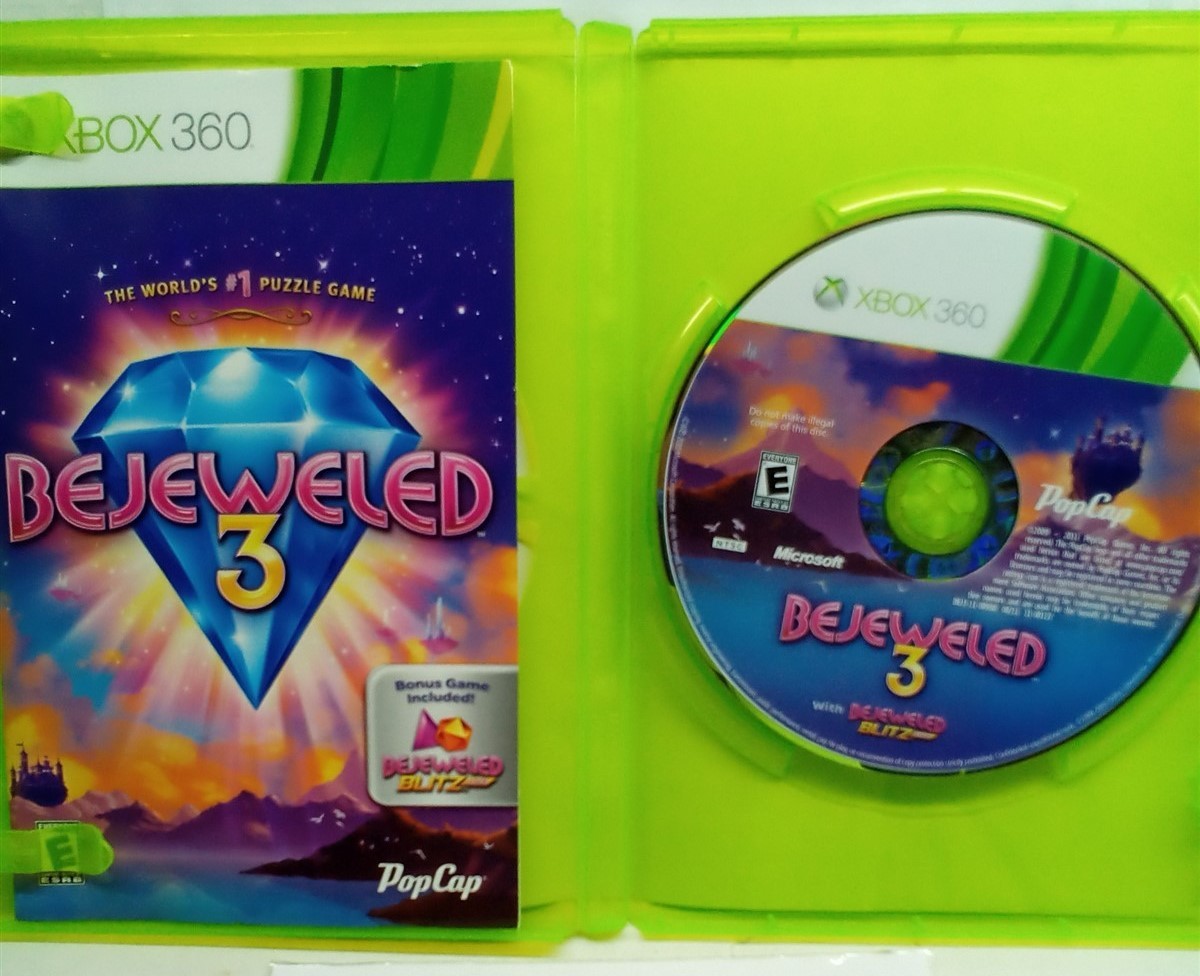 Bejeweled 3 (Xbox 360, 2011) Complete Tested Working – Free Ship