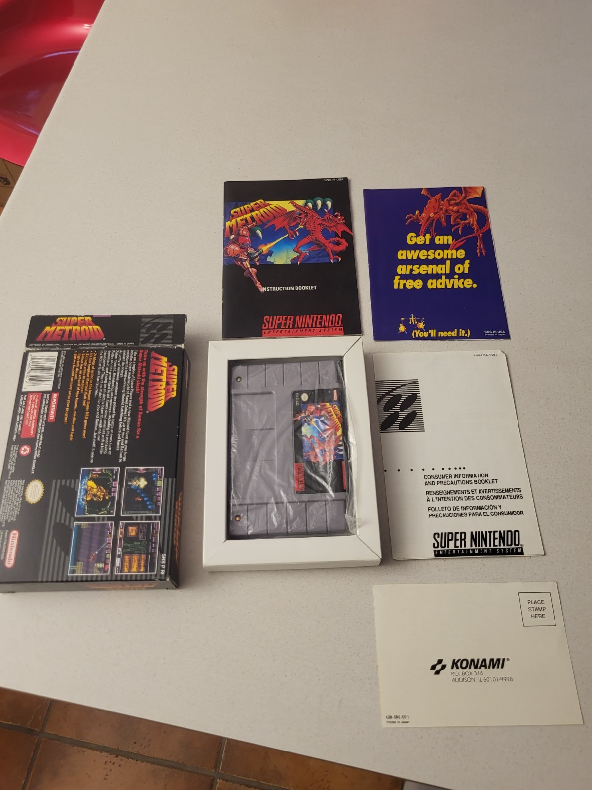 Super Metroid SNES CIB Complete SNS-RI-USA Manual All Inserts VG+