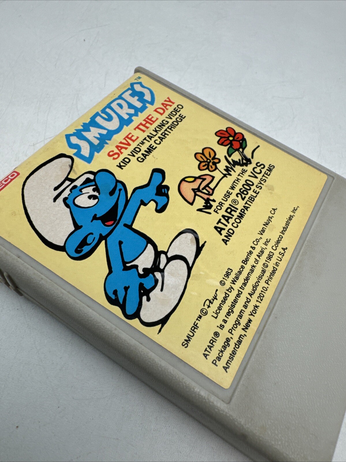 Smurfs Save the Day Atari 2600 1983 Coleco Kid Vid Talking Game Cartridge Works