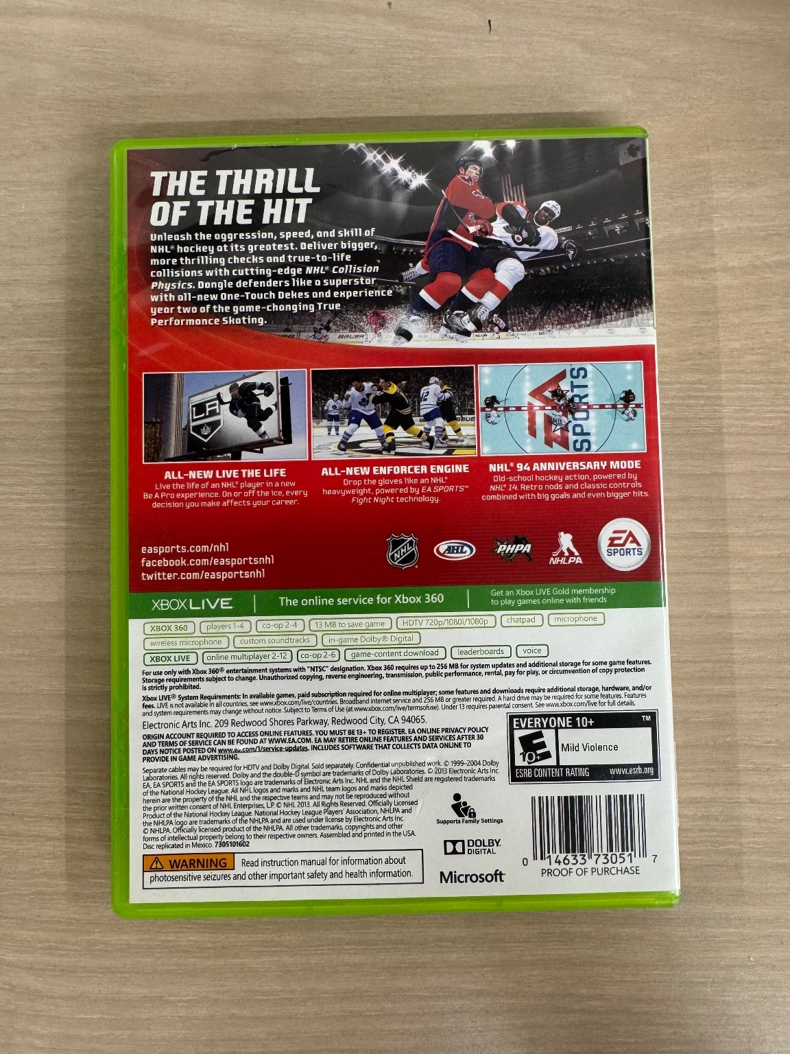 NHL 14 Xbox 360 Video Game Hockey Sports Live The Life