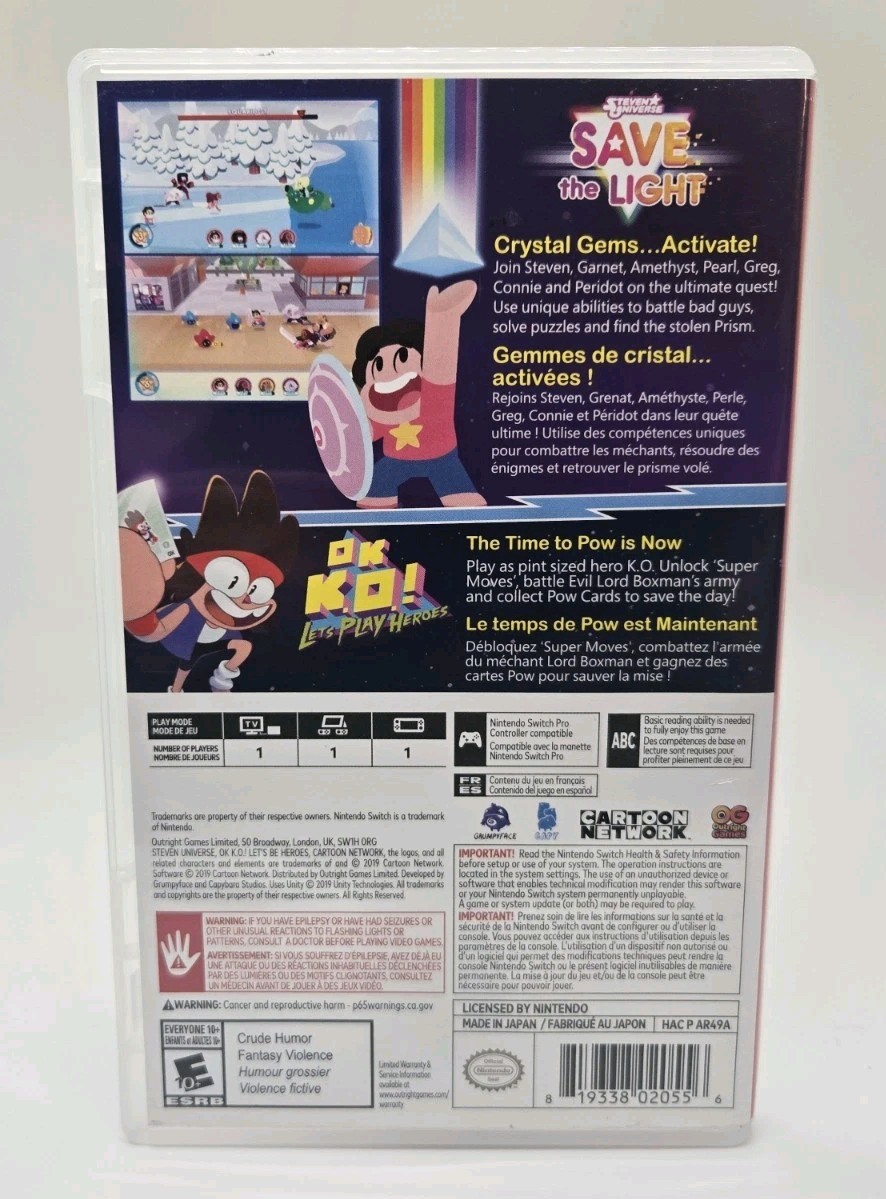 Steven Universe: Save the Light/OK K.O.! Let’s Play Heroes (Switch, 2019) CIB