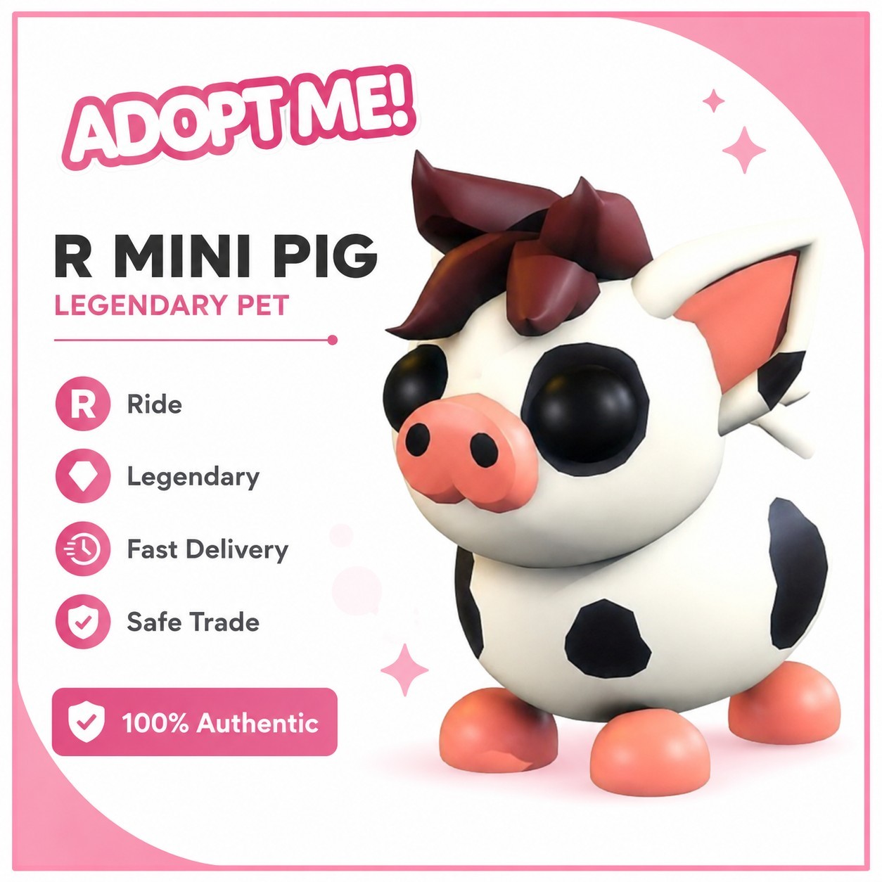 Adopt Me! R Mini Pig Ride Legendary Pet Digital Item for Roblox