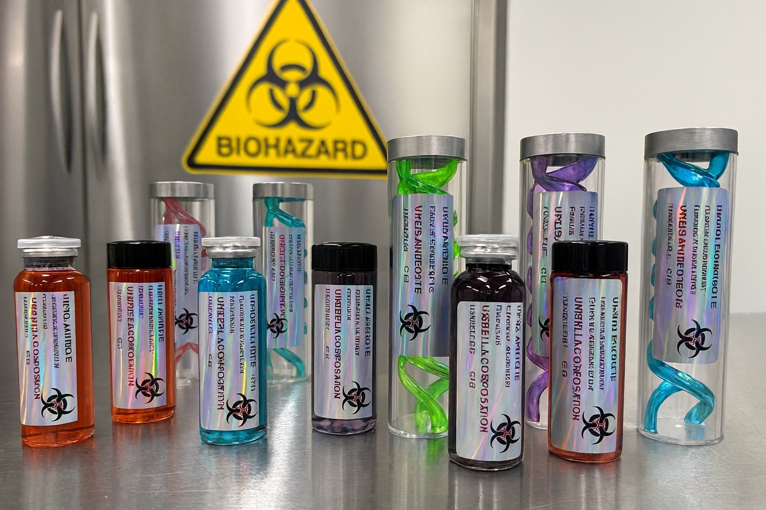 Resident Evil Umbrella Corp 20ml vial label 12 Biohazard types T-Virus 30labels