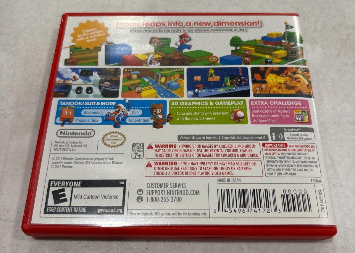 Case and Manual Only *NO GAME* Super Mario 3D Land Nintendo 3DS Authentic