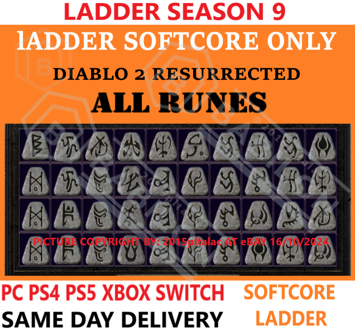 LADDER S9 ALL RUNES ✅ PC PS4 PS5 XBOX SWITCH ✅ DIABLO 2 RESURRECTED ITEMS D2R