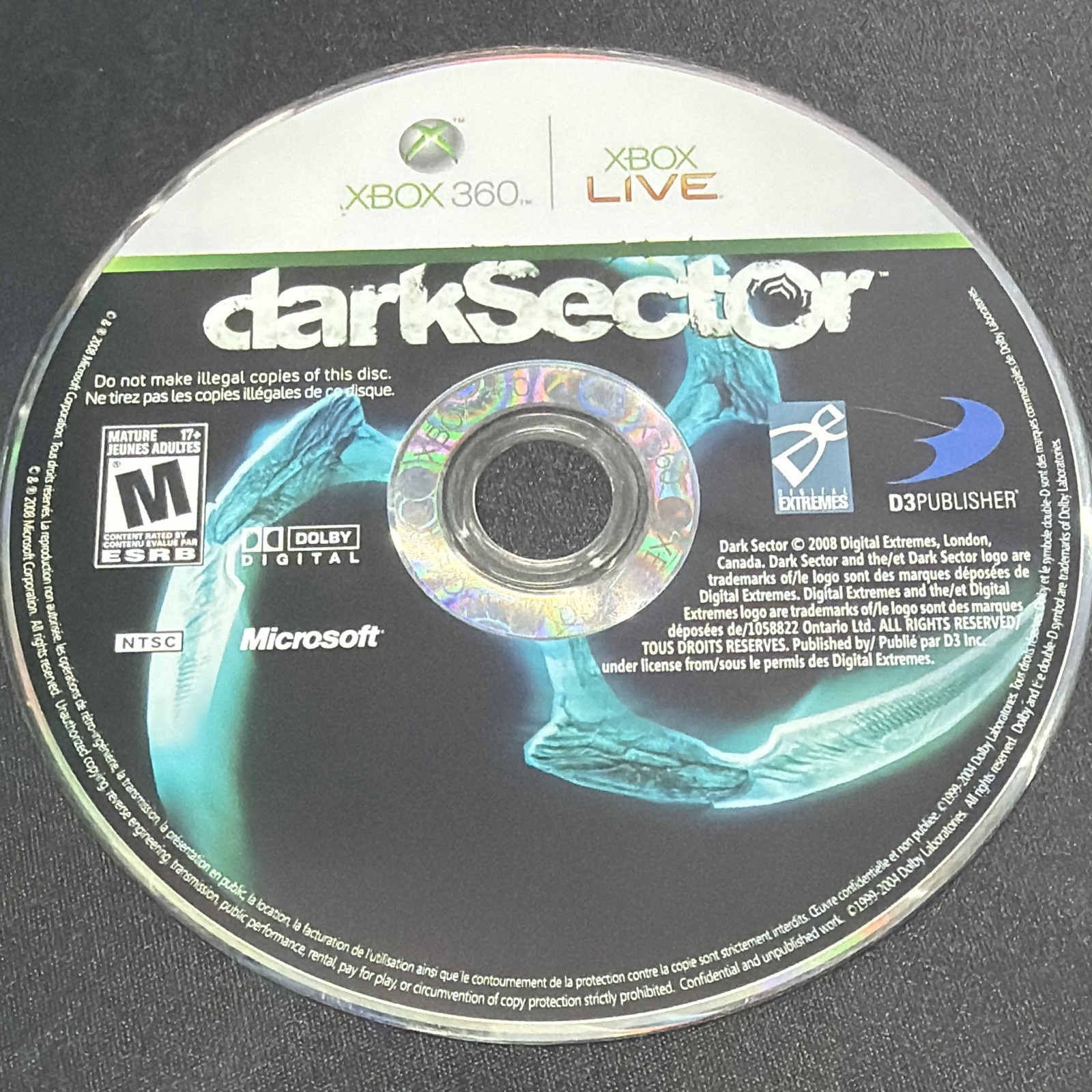 D3Publisher Dark Sector Microsoft Xbox 360 NTSC-U/C M-Mature 2008