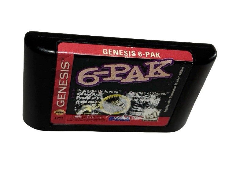 TESTED Sega Genesis Video Game 6-Pak Sonic Golden Axe Streets Rage Cartridge