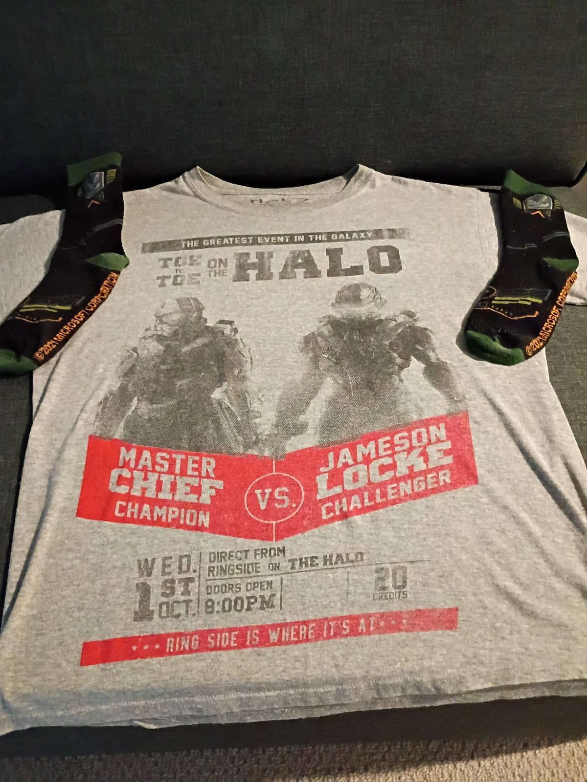 Master Chief Halo 5 Promo T Shirt and socks in Excellent condition. Like New.