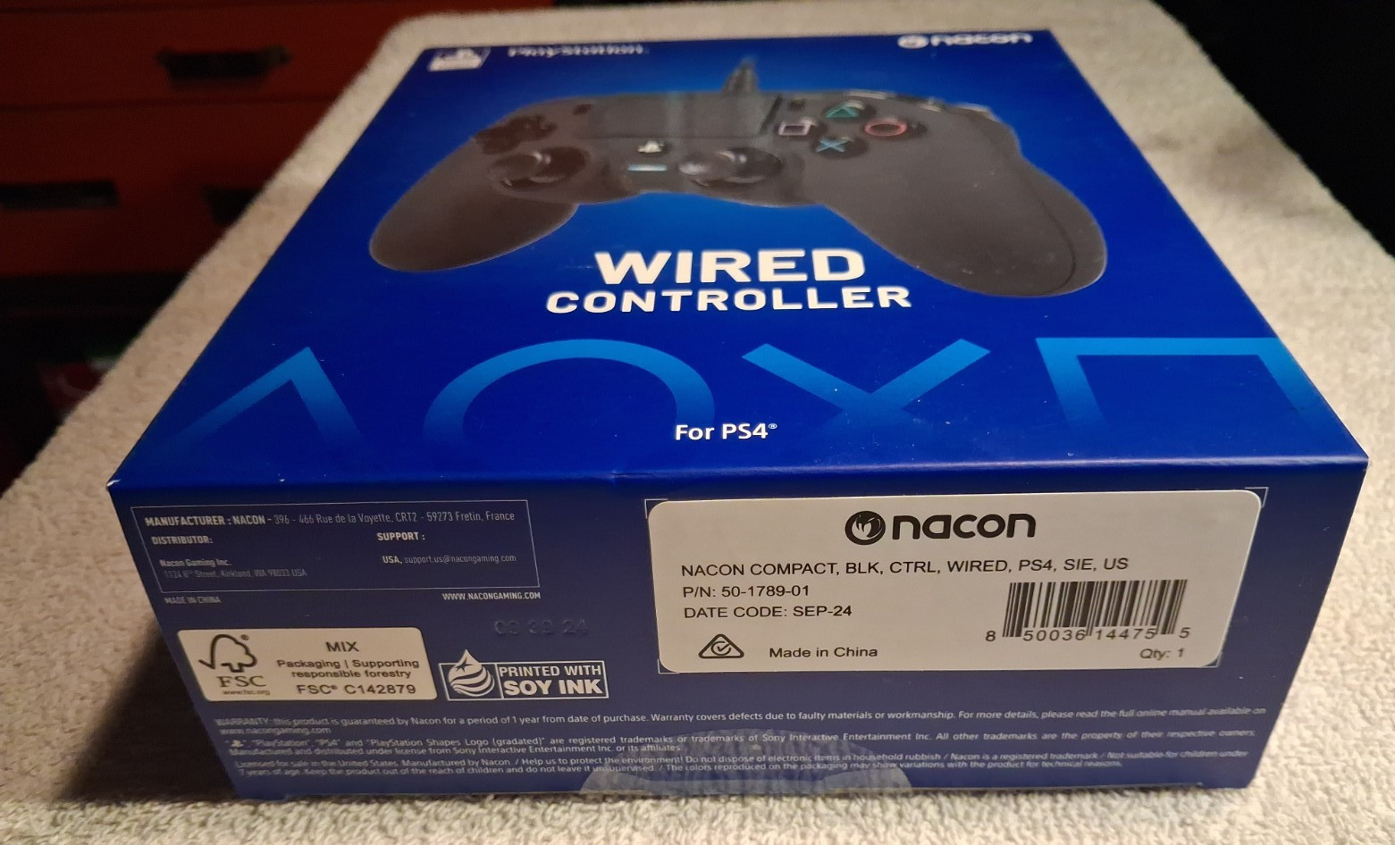 PlayStation PS4 NEW Wired Controller,Nacon Black,(3-available),Fast Shipping