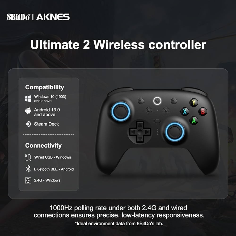 8BitDo Ultimate 2 Wireless Controller Bluetooth PC Android Steam Apple1000Hz RGB