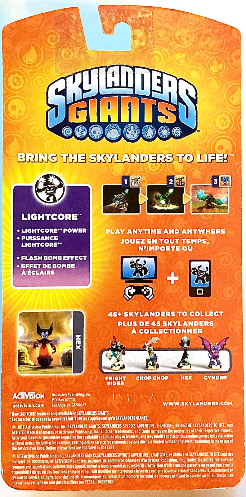 Skylanders Giants LightCore Hex Character Action Figure Lights Up Swap Force 🎁