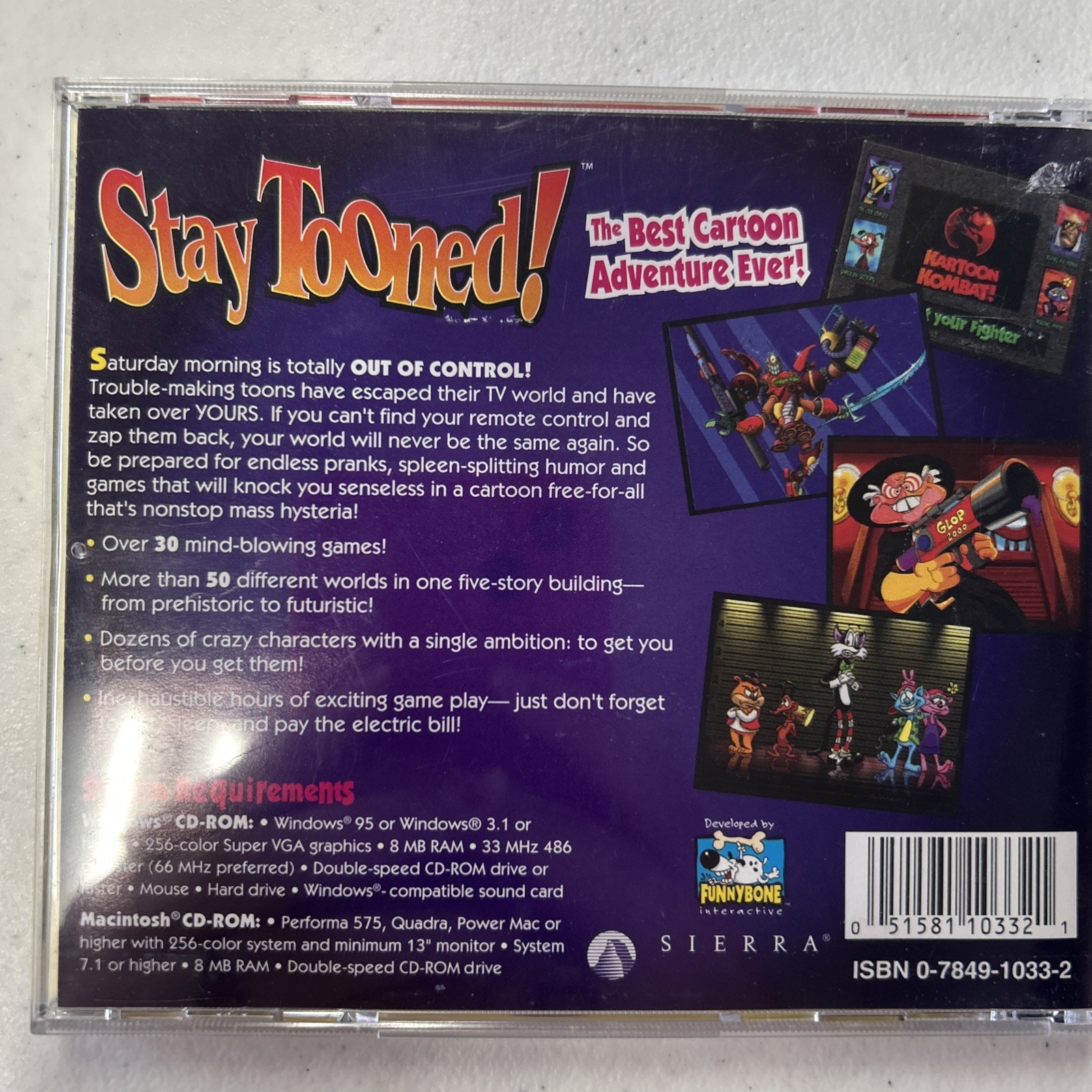 Stay Tooned! Unsweetened Multi-Game (PC Game) Windows/Mac CD-ROM Sierra 1996