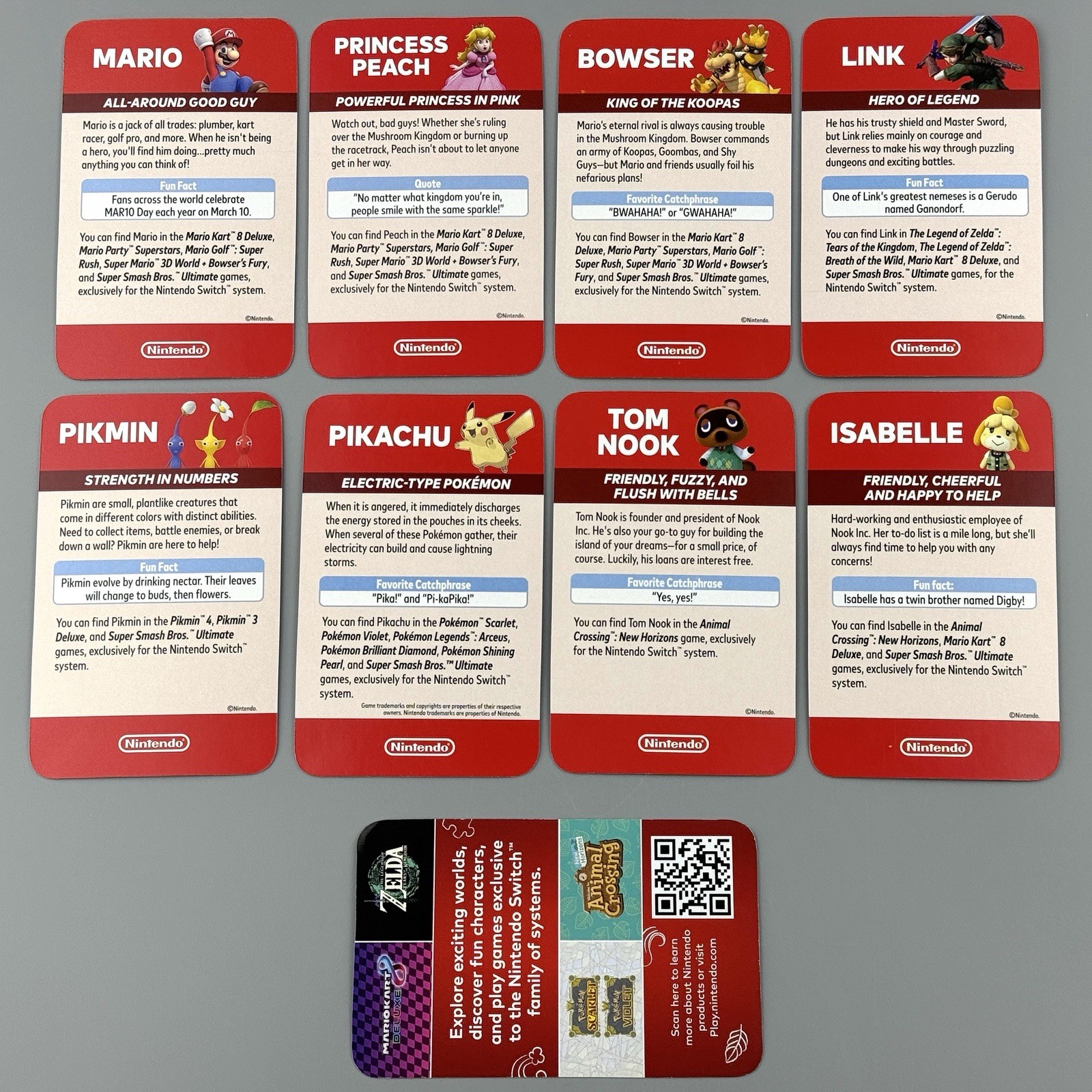 Authentic Nintendo Switch Character Card Set Limited Promotional Promo 2023